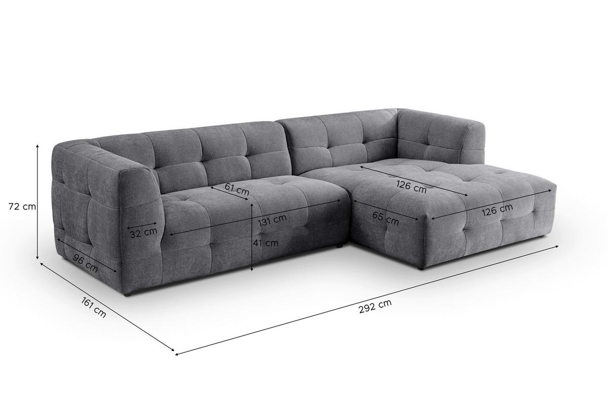 Ecksofa Tenso Grau - Schwarz/Grau, Basics, Holz/Kunststoff (292/161cm) - MID.YOU