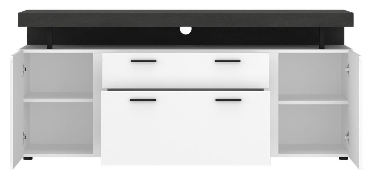 Komoda Fly, Bela, Temno Siva - temno siva/črna, Trend, umetna masa/leseni material (164/72,5/39,6cm)