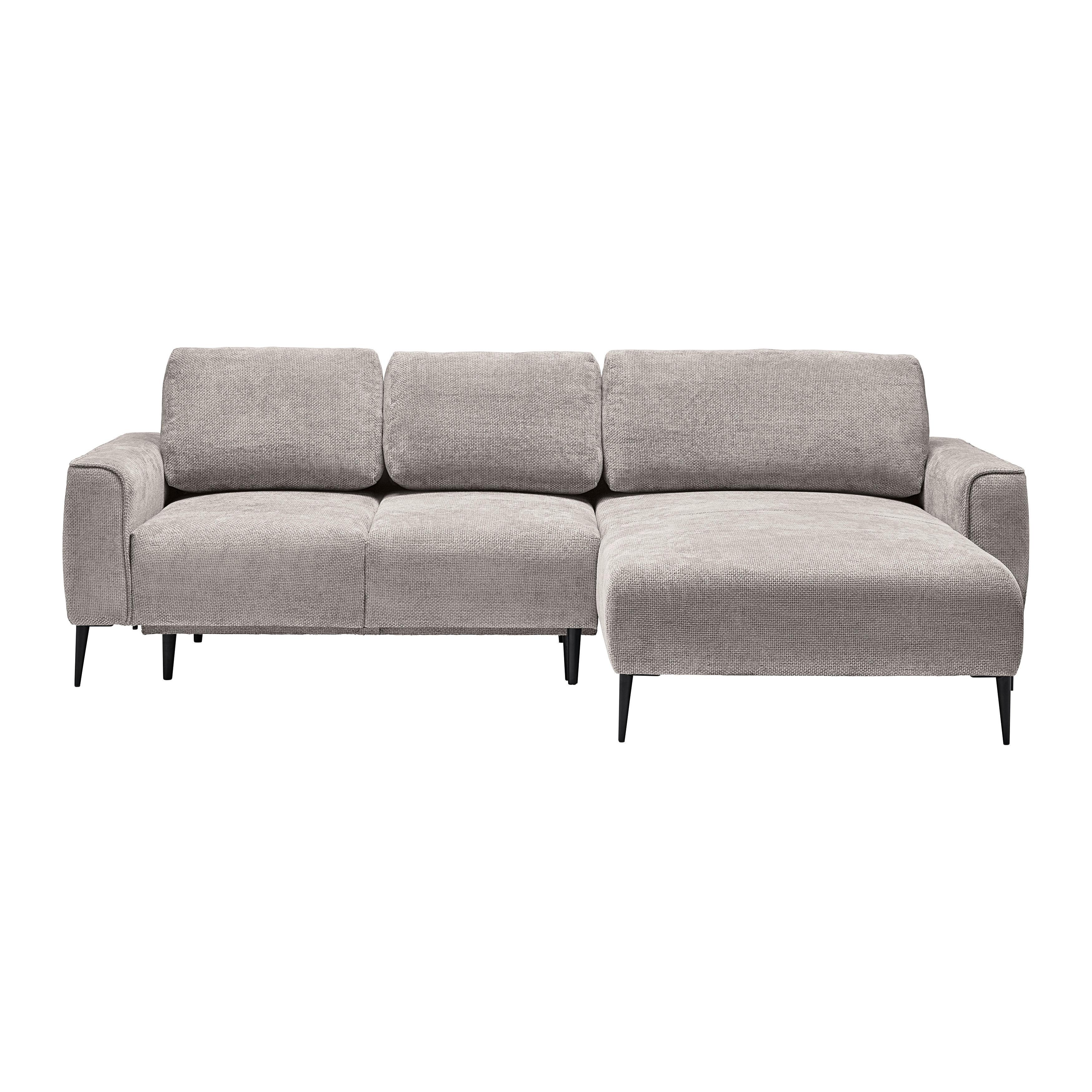 Ecksofa Custom Hellgrau - Hellgrau/Schwarz, MODERN, Textil/Metall (255/85/164cm) - Mömax