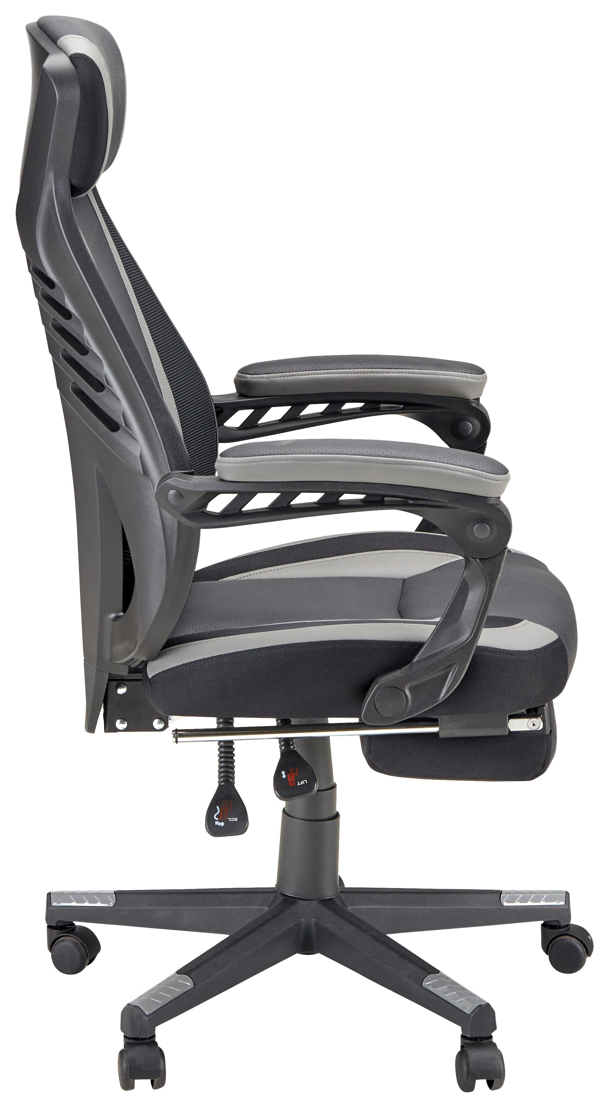 KONTORSSTOL CLIO -EXKLUSIV- - grå/svart, Modern, metall/textil (64/110-117-5/60,5cm) - Mömax