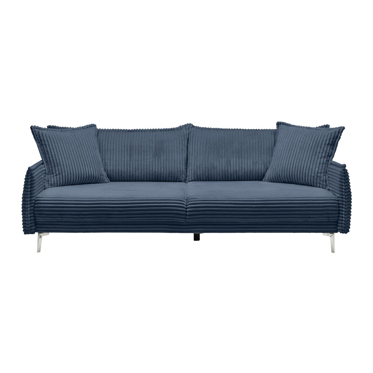 Bigsofa Kiss Dunkelblau - Chromfarben/Dunkelblau, Modern, Holz/Metall (241/90/117cm) - Mömax