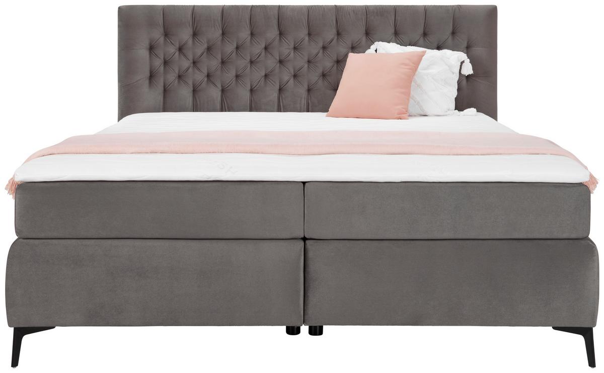Boxspring Krevet One - siva/crna, Konvencionalno, tekstil/drvo (160/200cm) - Mömax