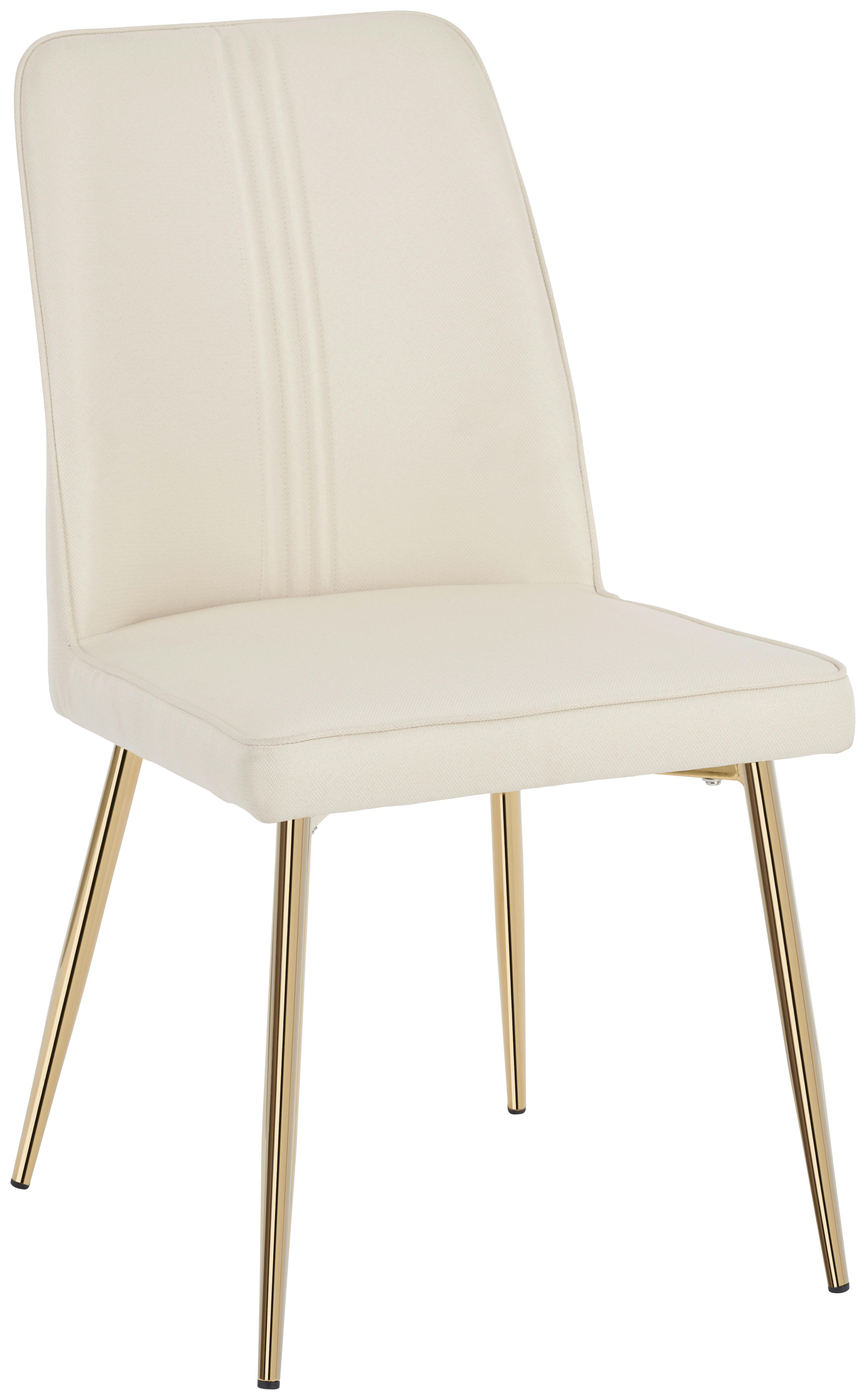 KRZESŁO MEXICO - beżowy/kolor złoty, Modern, metal/tkanina (50/88/61cm) - Livetastic