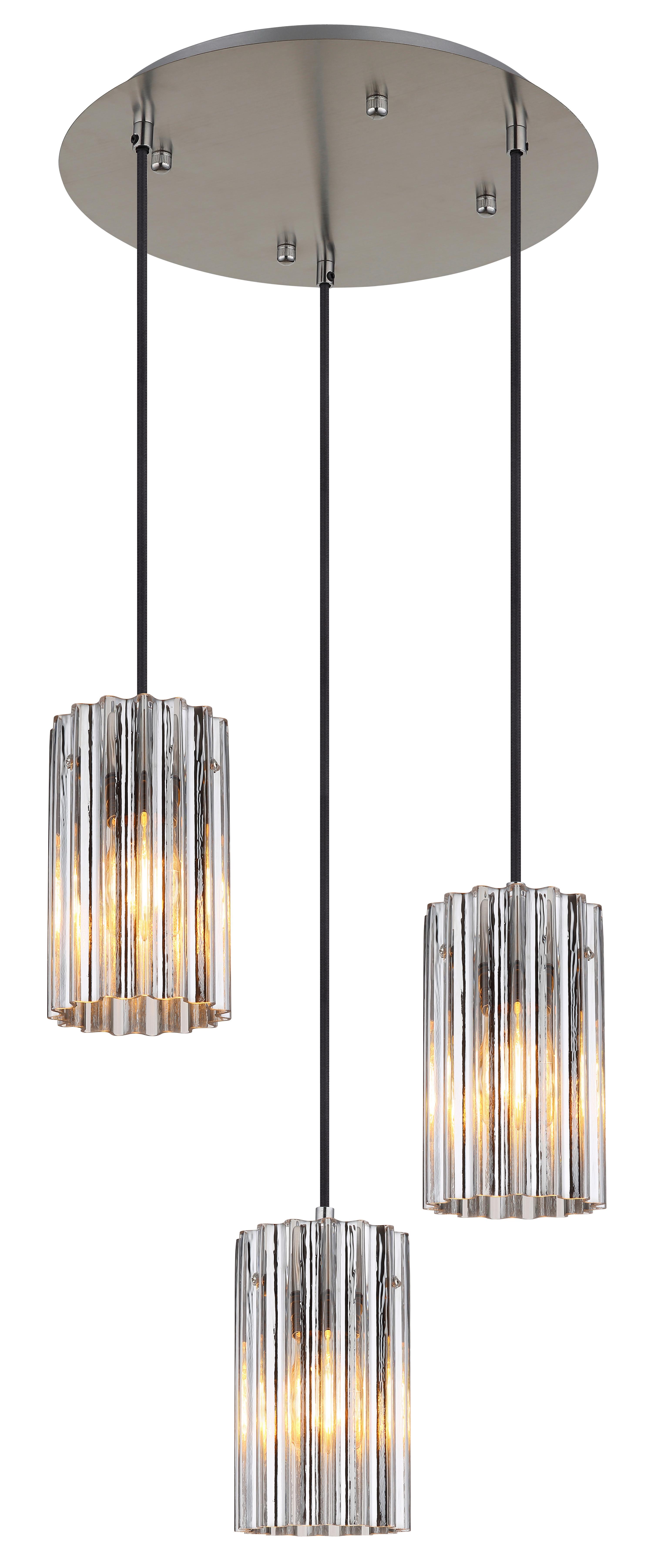 HÄNGELEUCHTE 15747-3H - Klar/Schwarz, Design, Glas/Kunststoff (38,5/120cm) - Globo