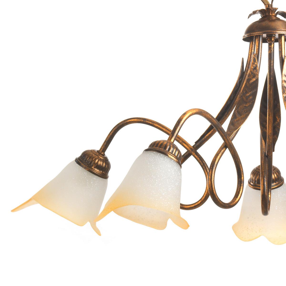 Kronleuchter Doppio Giro Bronzefarben max. 6 Watt - Bronzefarben, KONVENTIONELL, Glas/Metall (75/82cm)