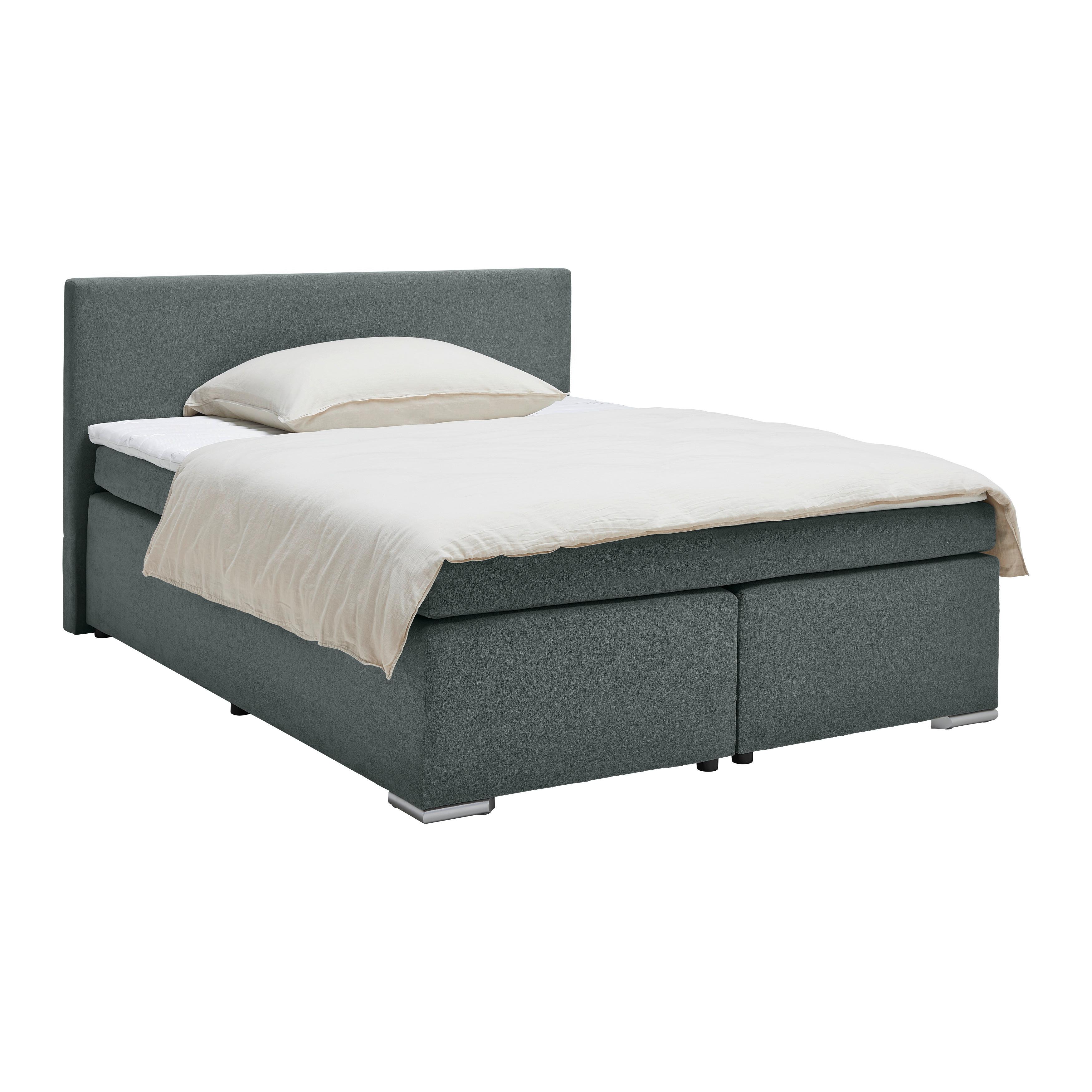 Boxspringbett Mira 2 Graphitfarben ca. 180x200cm - Chromfarben/Graphitfarben, MODERN, Holz/Kunststoff (180/200cm) - Based