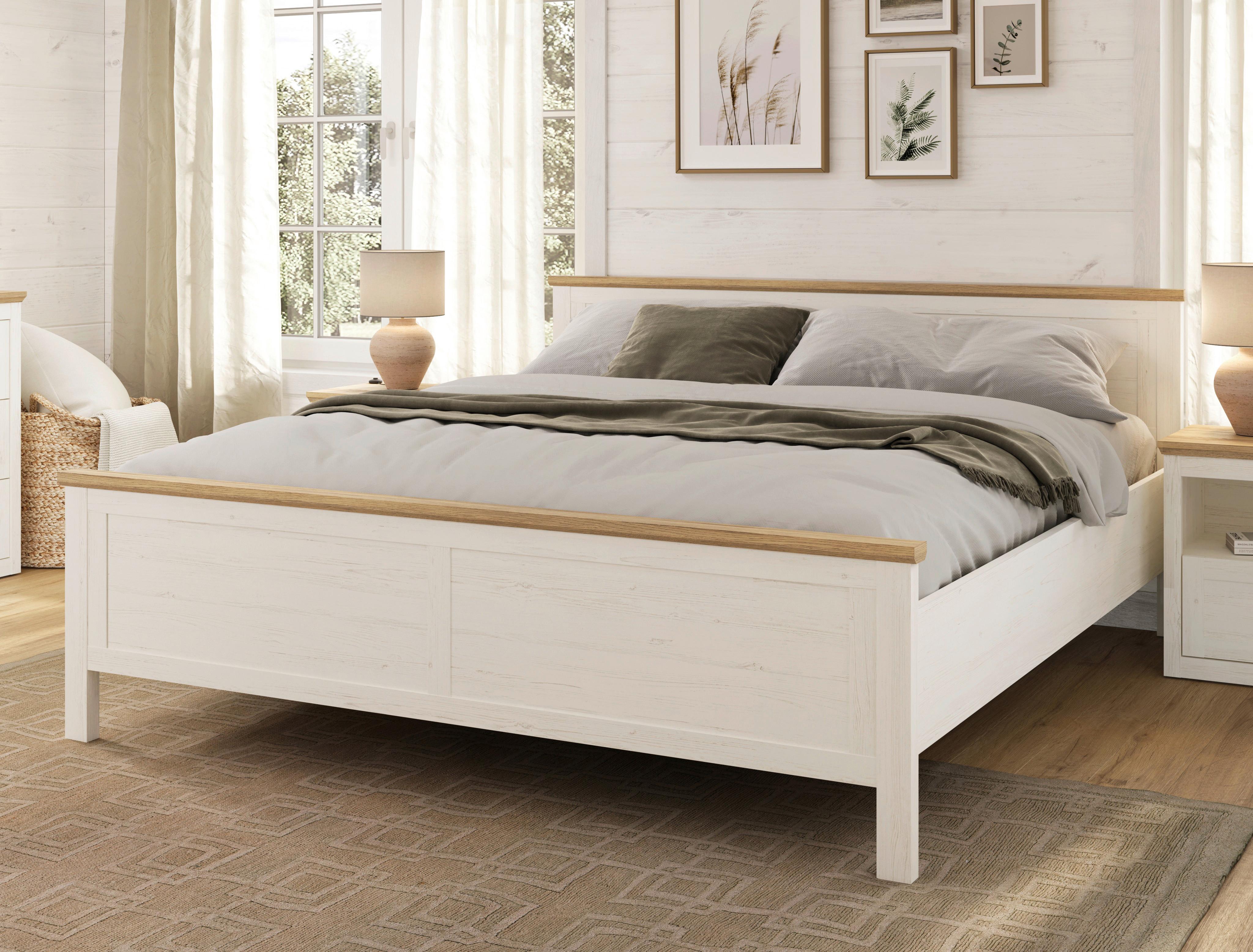 SÄNG KORSIKA -EXKLUSIV- - ekfärgad/pinjefärg, Romantik / Lanthus, trämaterial (180/200cm) - Mömax
