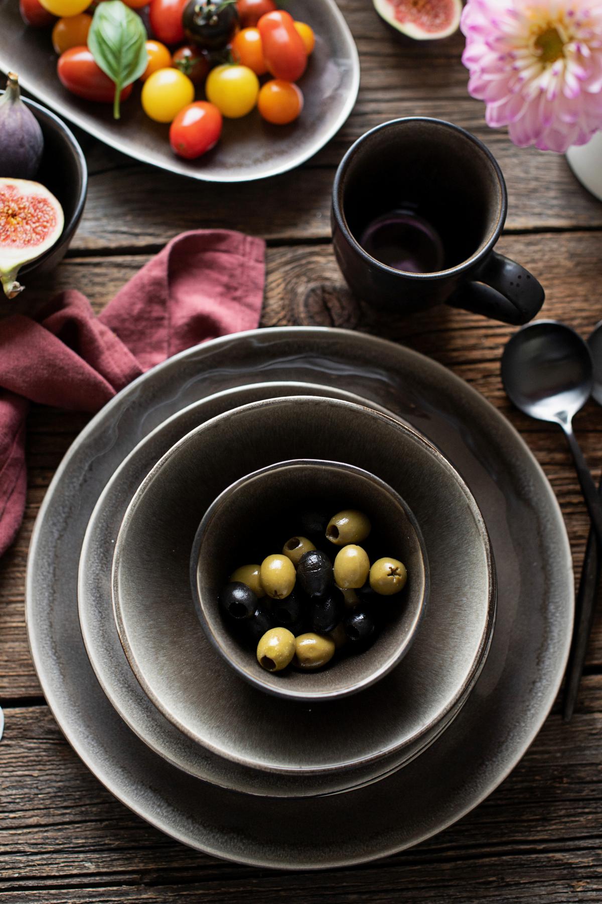 KOMBISERVICE NIARA ORGANIC - Schwarz/Braun, Basics, Keramik - Mäser