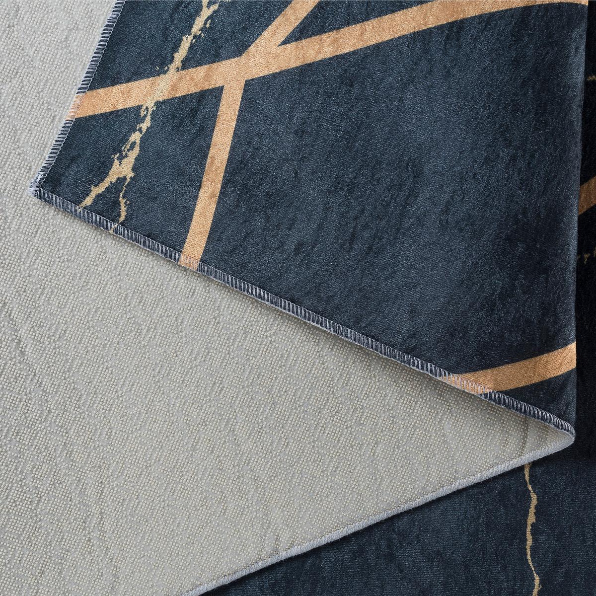 Webteppich Modern Gold in Schwarz ca. 80x150cm - Goldfarben/Schwarz, MODERN, Textil (80/150cm)