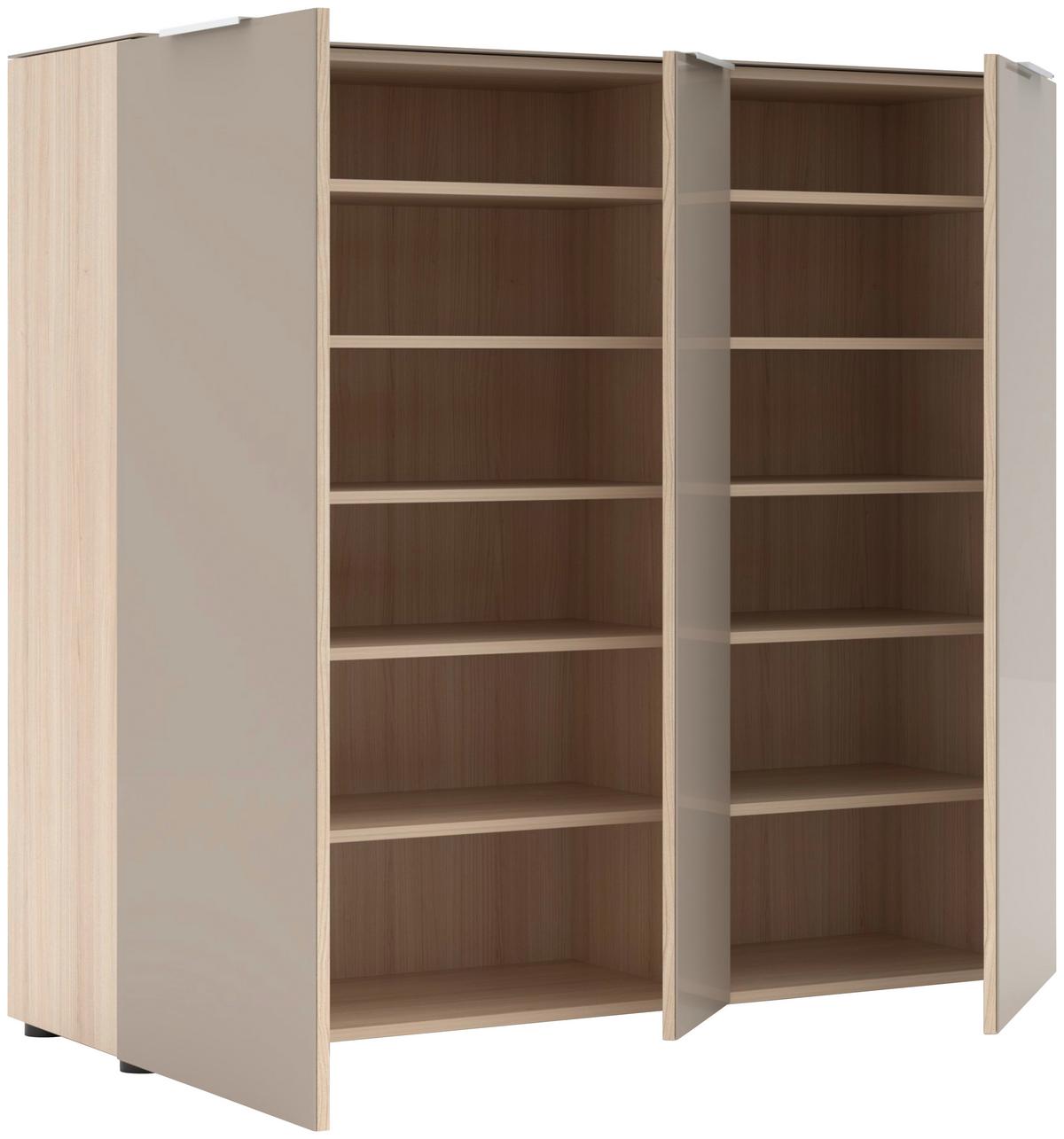 Schuhschrank Siena Eichefarben/Kaschmir - Kaschmir/Chromfarben, MODERN, Glas/Holzwerkstoff (136/125/41cm) - Mömax