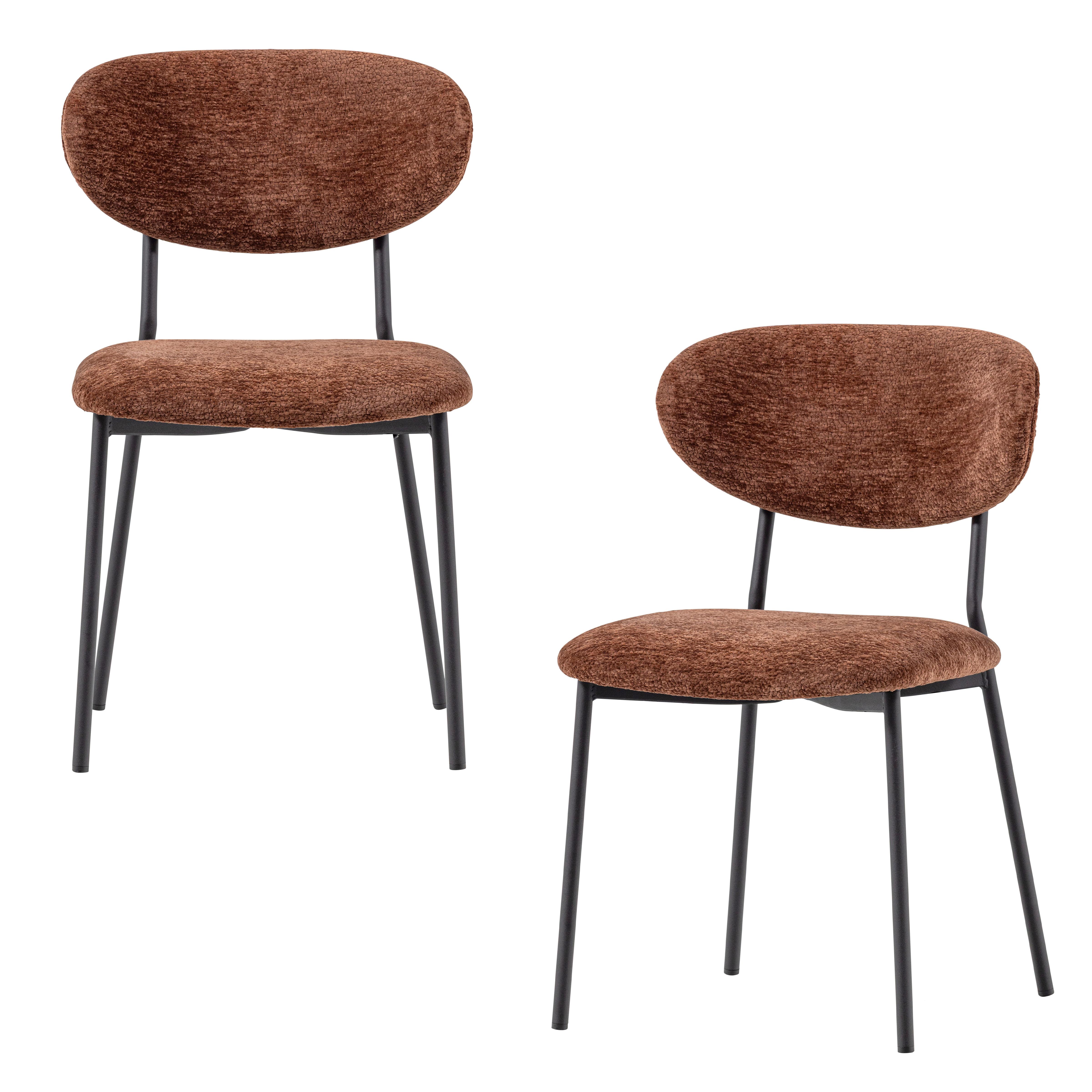 Stuhl-Set Kjeld 2er-Set Braun - Schwarz/Braun, MODERN, Textil/Metall (47/79/53cm) - Livetastic