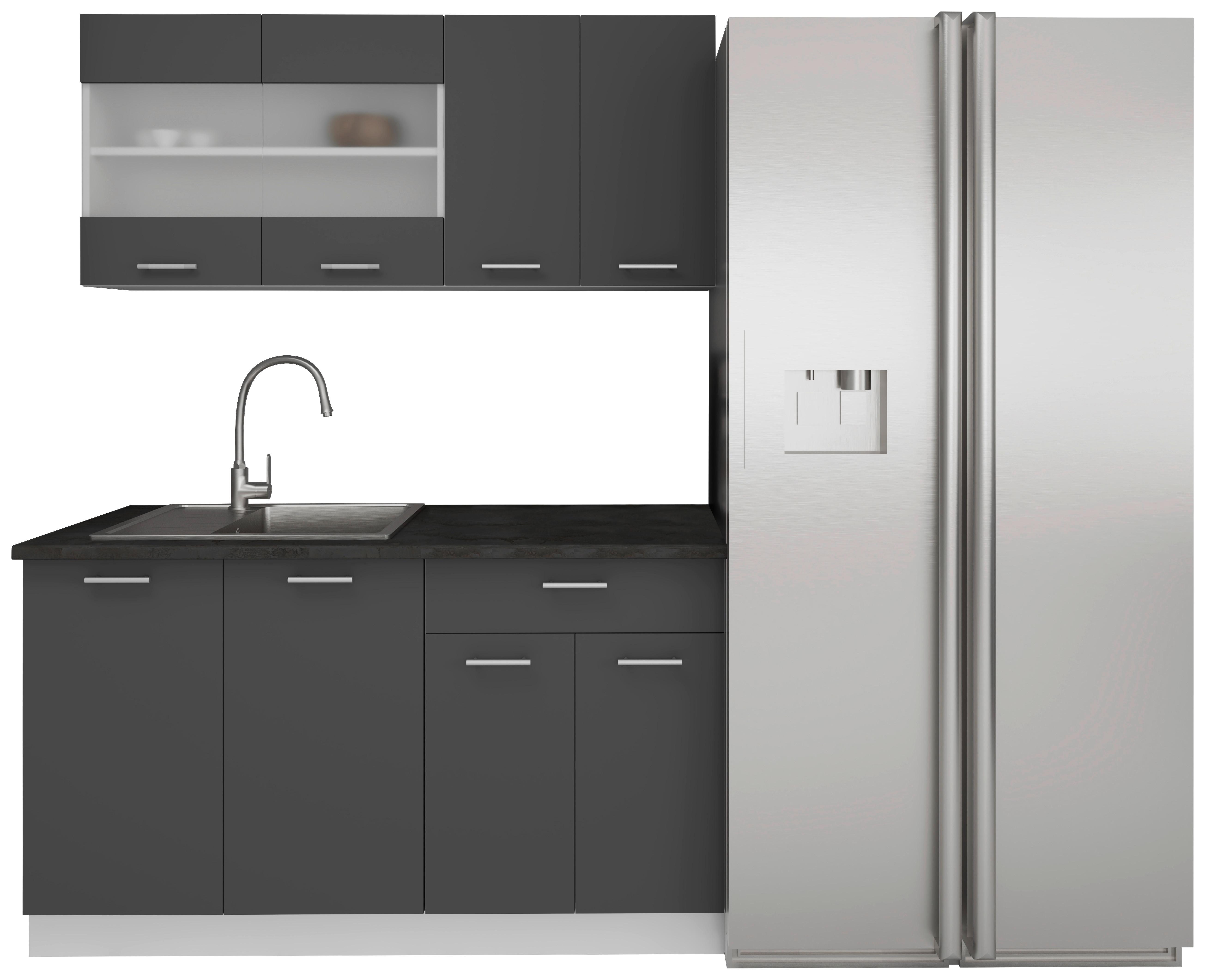 Majhna Kuhinja Esilo, Siva, Bela, 140 Cm - bela/barve aluminija, Konvencionalno, kovina/leseni material (140cm) - MID.YOU