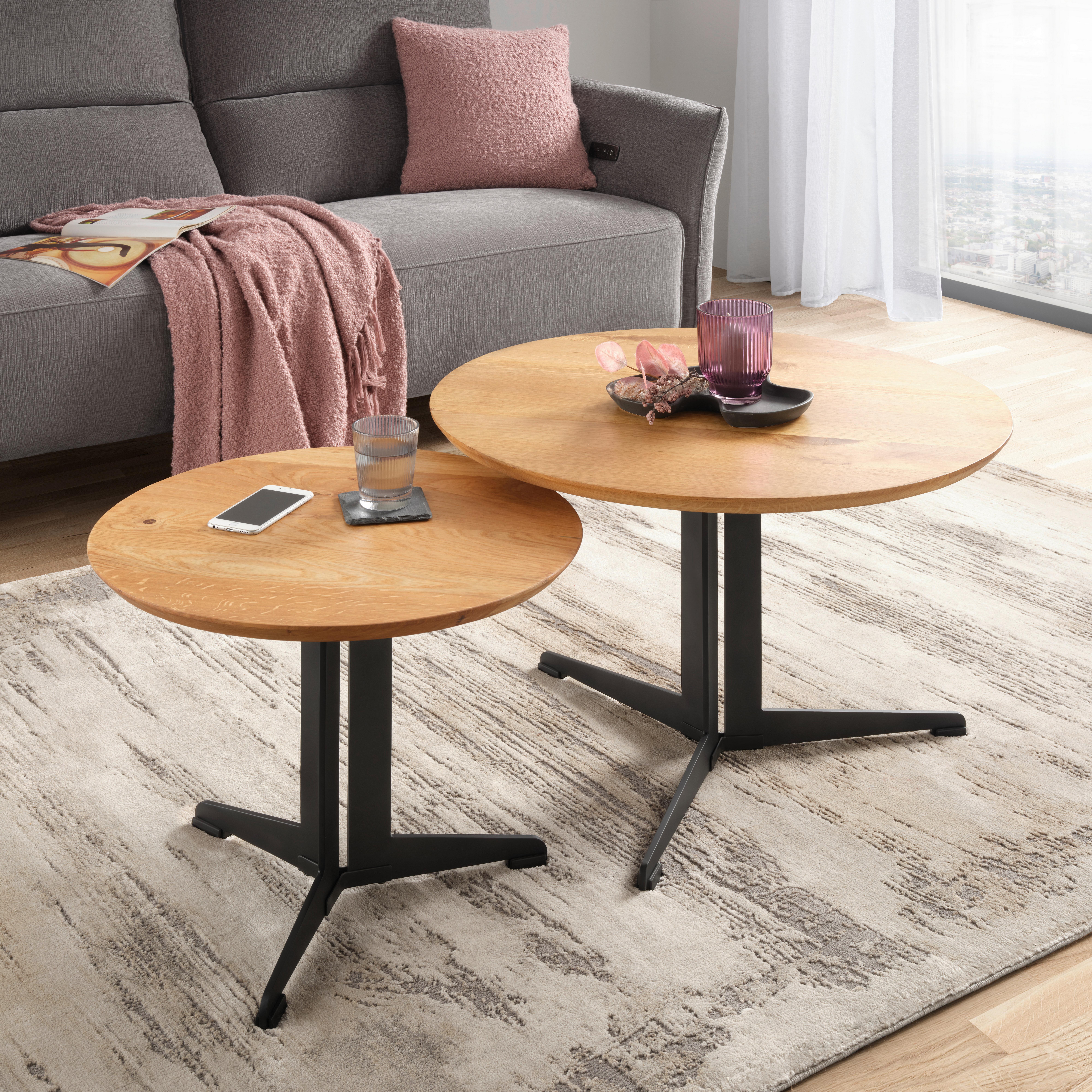 SOFFBORD MOMBASA 75 - grå/naturfärgad, Klassisk, metall/trä (75/50cm) - Mömax