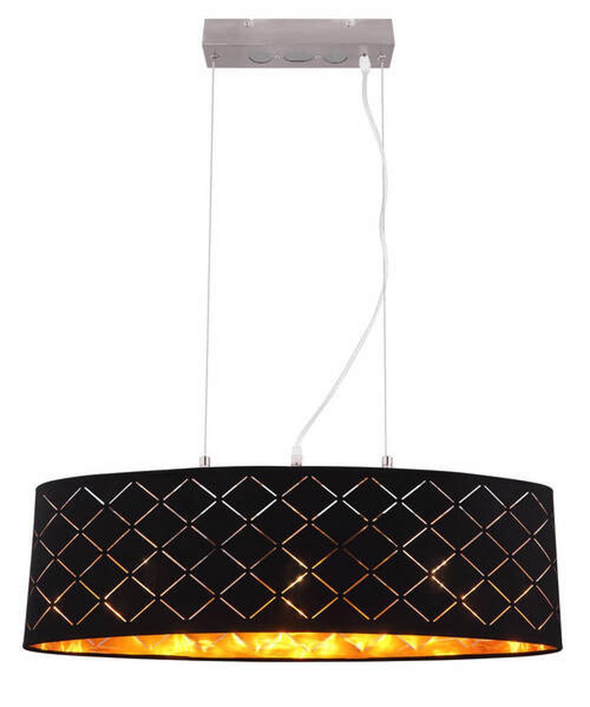 Hängeleuchte Clarke Goldfarben/Schwarz max. 7 Watt - Goldfarben/Schwarz, Basics, Textil/Metall (65/25/140cm) - Globo