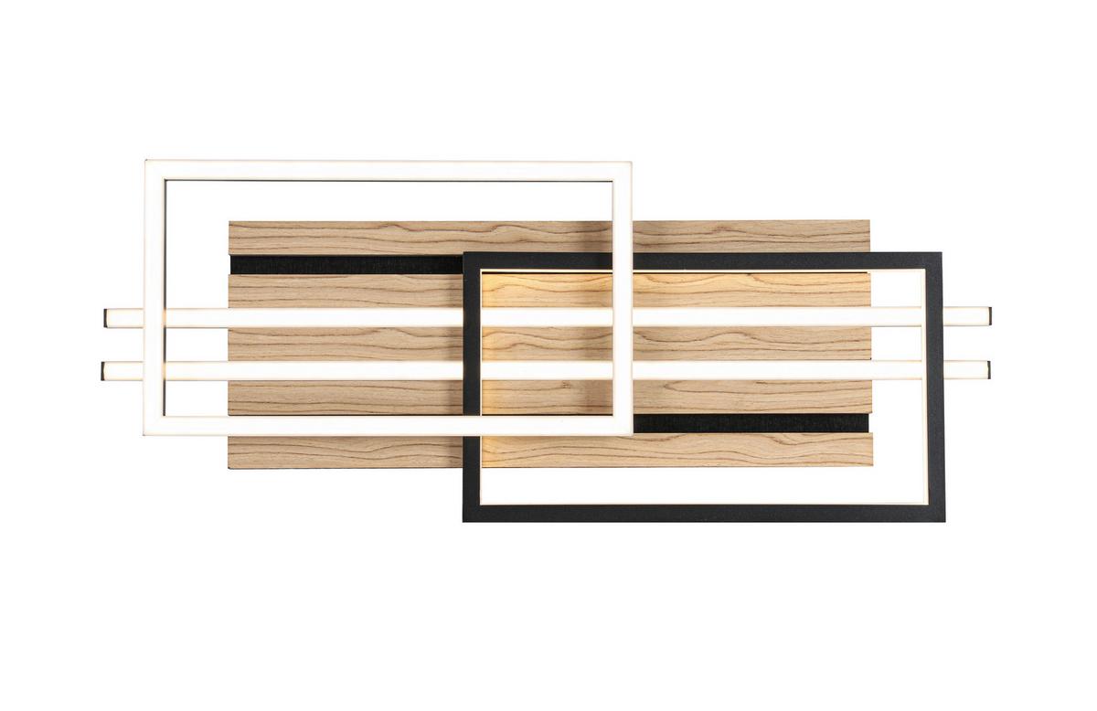 LAMPA SUFITOWA LED LONG BEACH *SBN* - kolor dębowy/czarny, Natur, materiał drewnopochodny/tworzywo sztuczne (65/26,5/9cm) - Novel