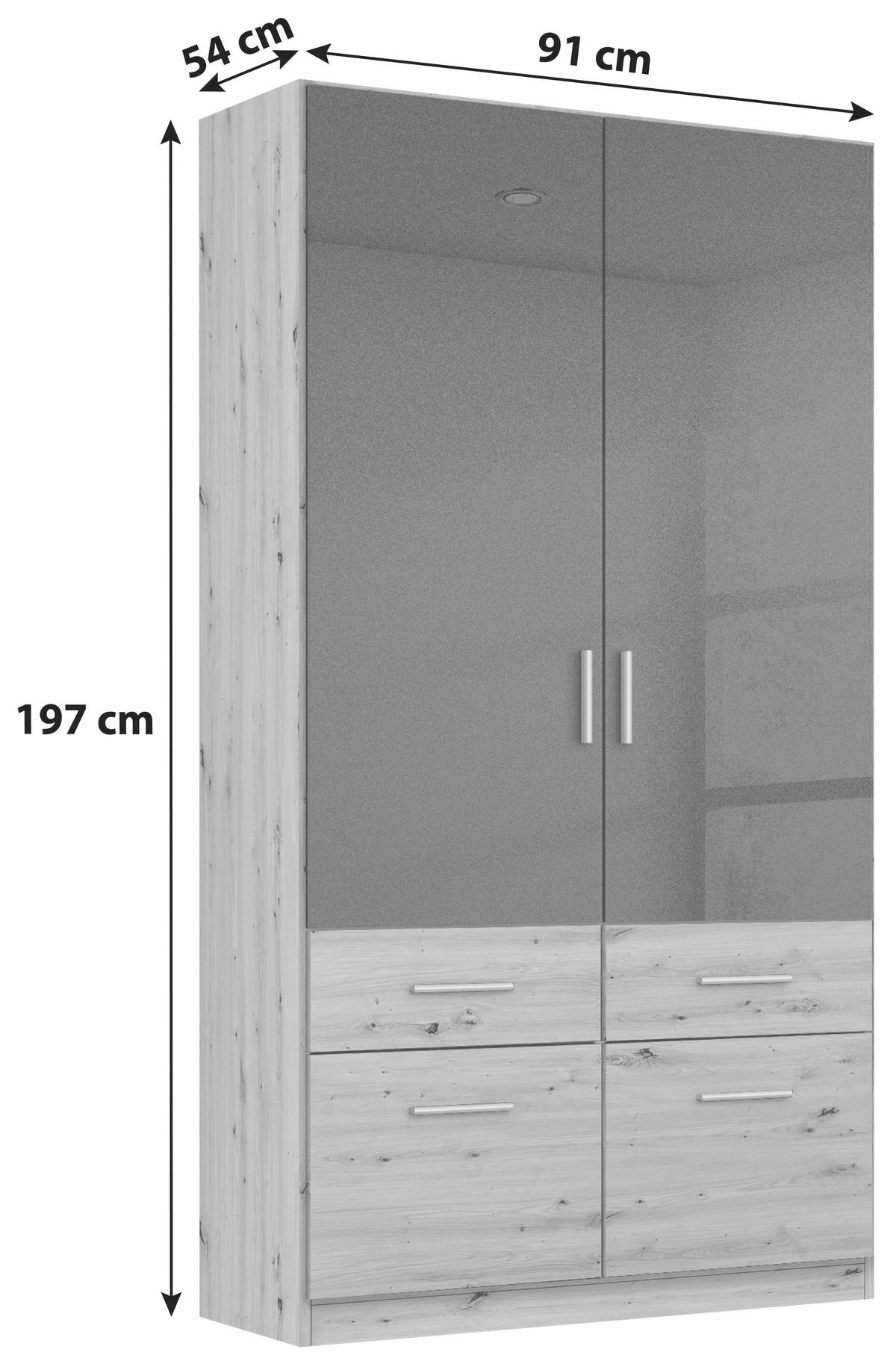 Omara Za Oblačila Celle Extra, Temno Siva, Barva Hrasta - srebrne barve/temno siva, Design, umetna masa/leseni material (91/197/54cm) - Mömax