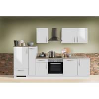 Küchenblock White-Premium Weiß Hochgl. B: ca. 310cm - Weiß Hochglanz/Silberfarben, KONVENTIONELL, Holzwerkstoff/Metall (310cm) - Menke