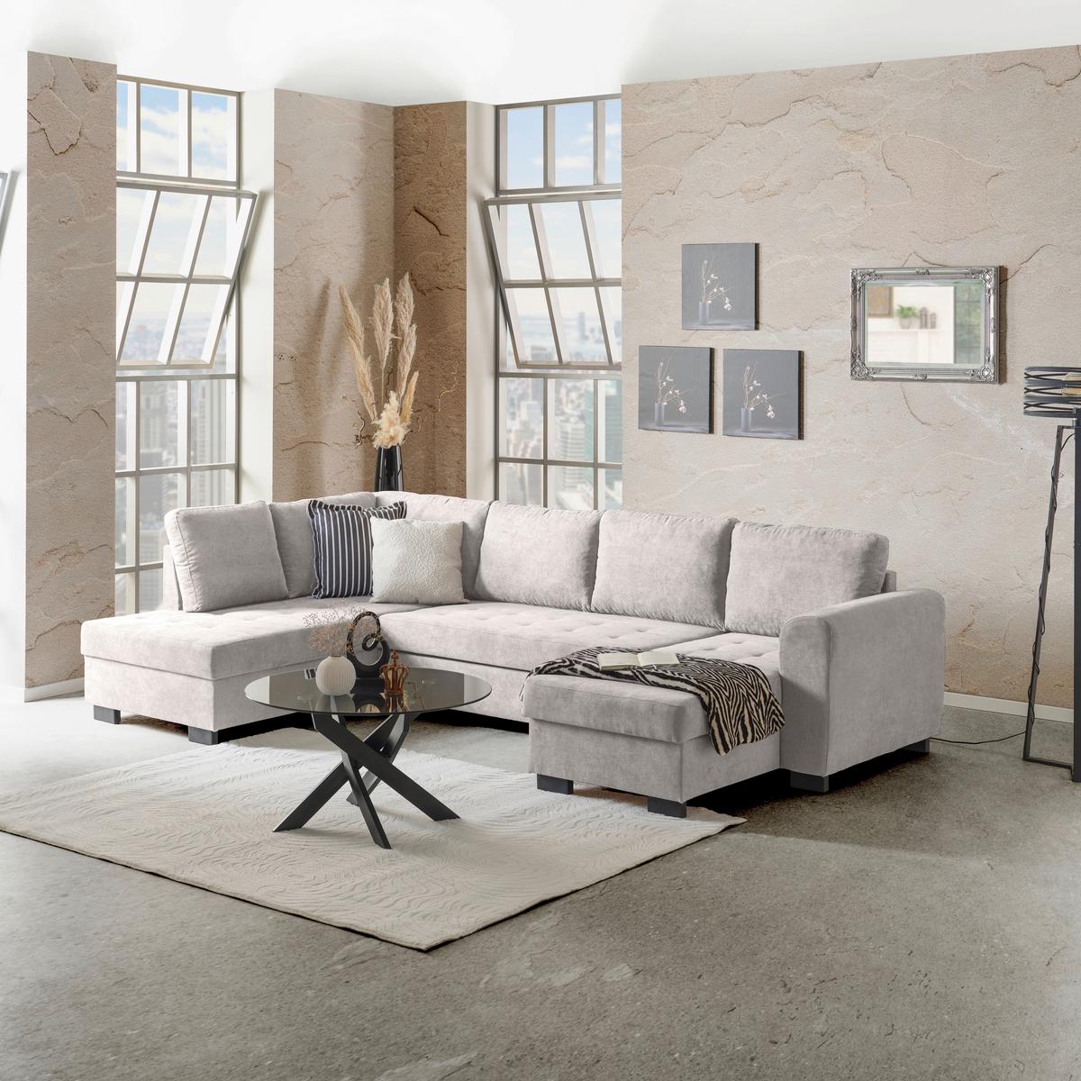 Canapea modulară MALTE - gri deschis/gri, Modern, textil (178/305/155cm) - Luca Bessoni