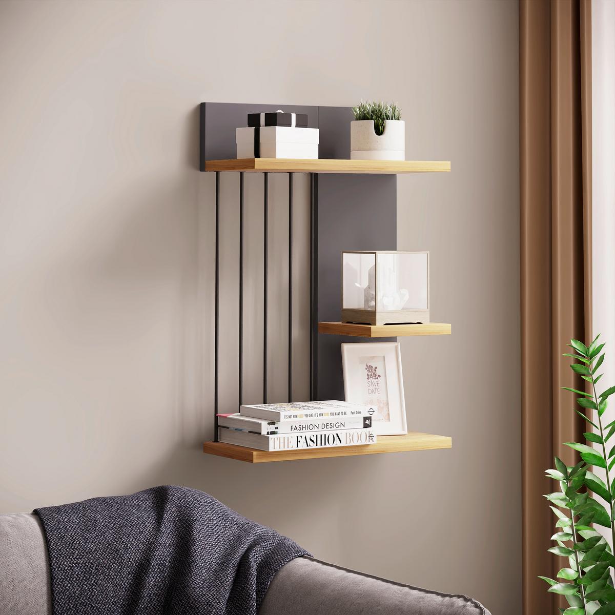 Wandboard Dolira - Eichefarben/Anthrazit, Design, Holzwerkstoff (40/60/19cm) - Livetastic