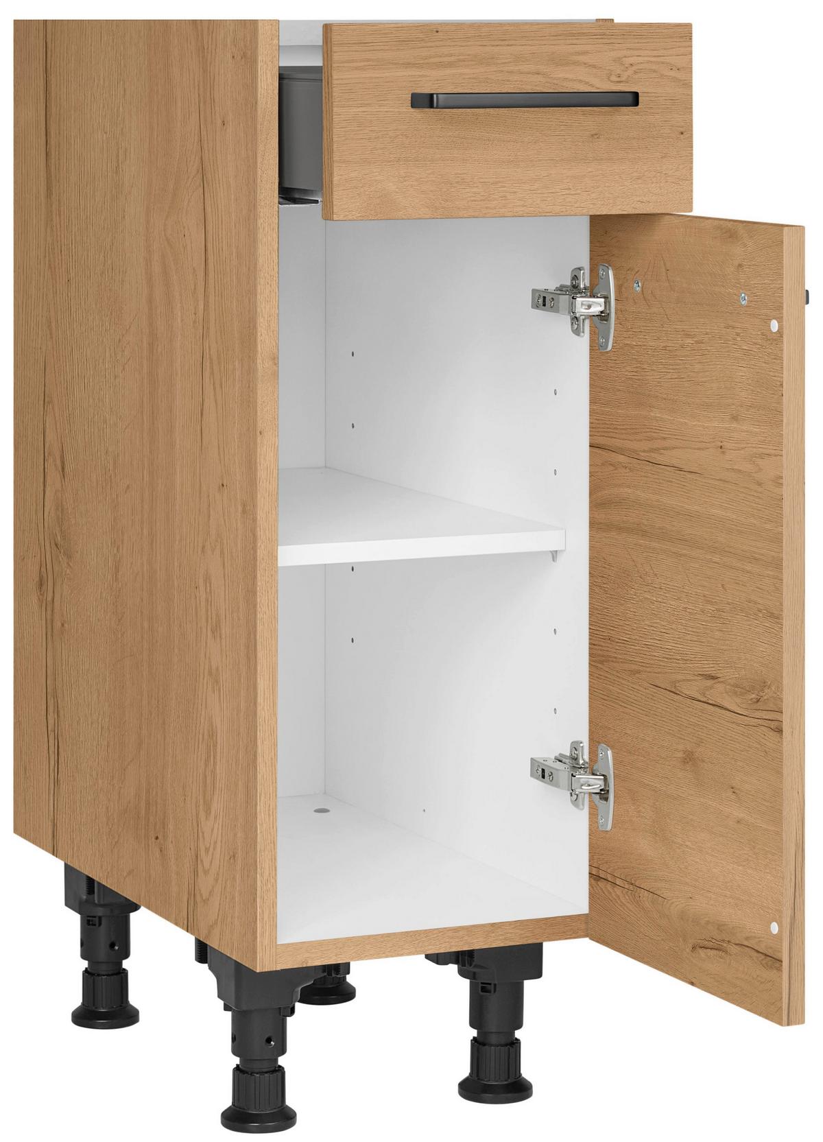 Schubkastenunterschrank Structura Eiche - Eichefarben/Schwarz, MODERN, Holzwerkstoff/Metall (30/87/56cm) - Nobilia