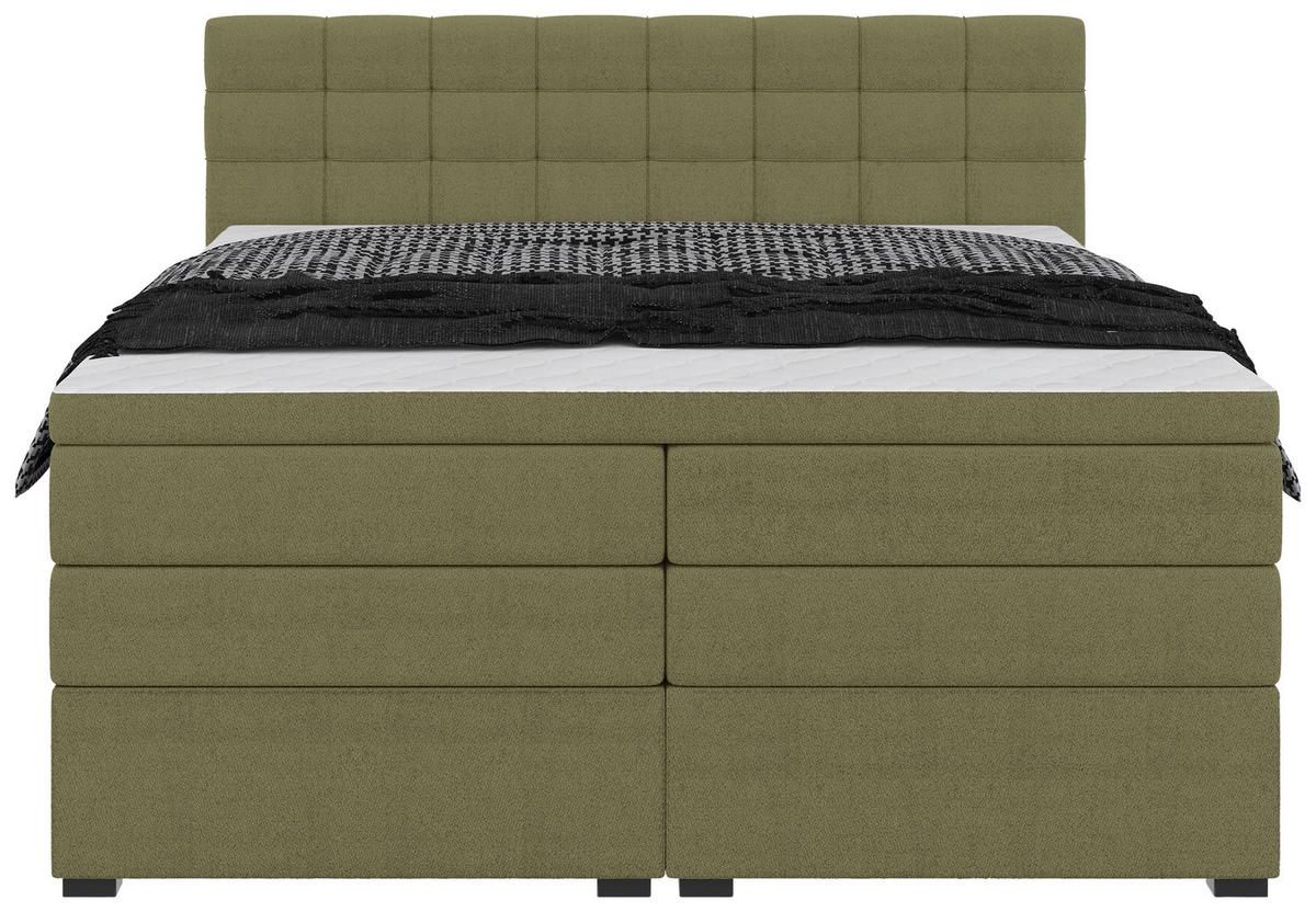 Boxspringbett Fano Grün ca. 200x200cm - Schwarz/Grün, Konventionell, Kunststoff/Textil (200/200cm) - Mömax