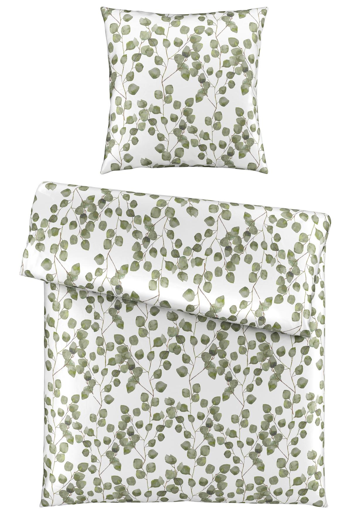 Bettwäsche Bio-Sophia Design Grün/Weiß ca. 135x200cm - Weiß/Grün, Natur, Textil (135/200cm) - ecoTree