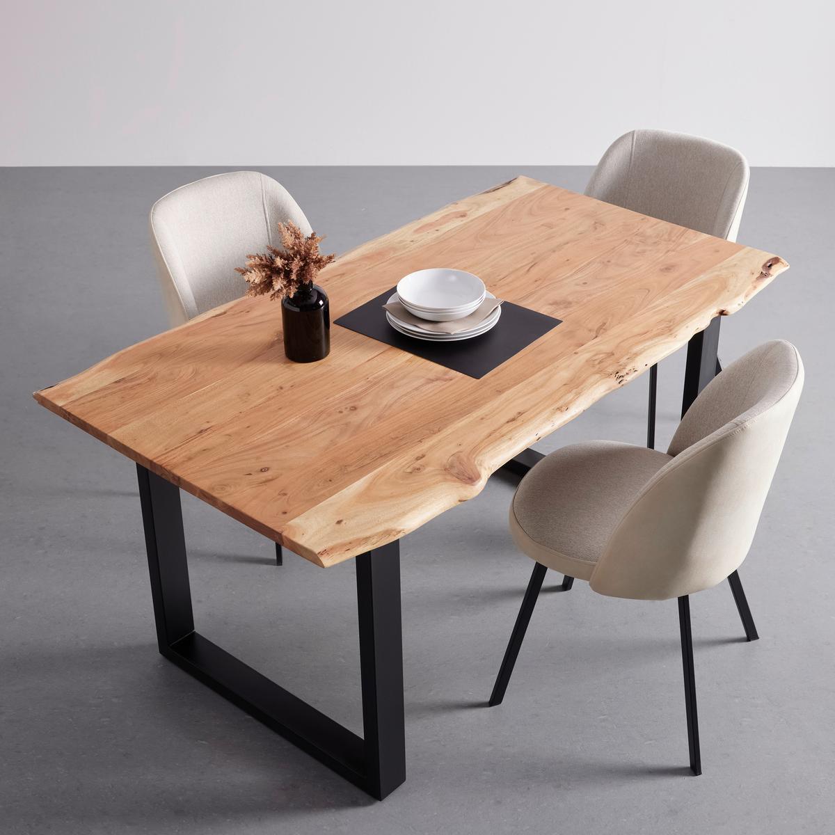 STÓŁ DO JADALNI MALMO - kolor akacjowy/czarny, Modern, metal/drewno (160/85/76cm) - Bessagi Home