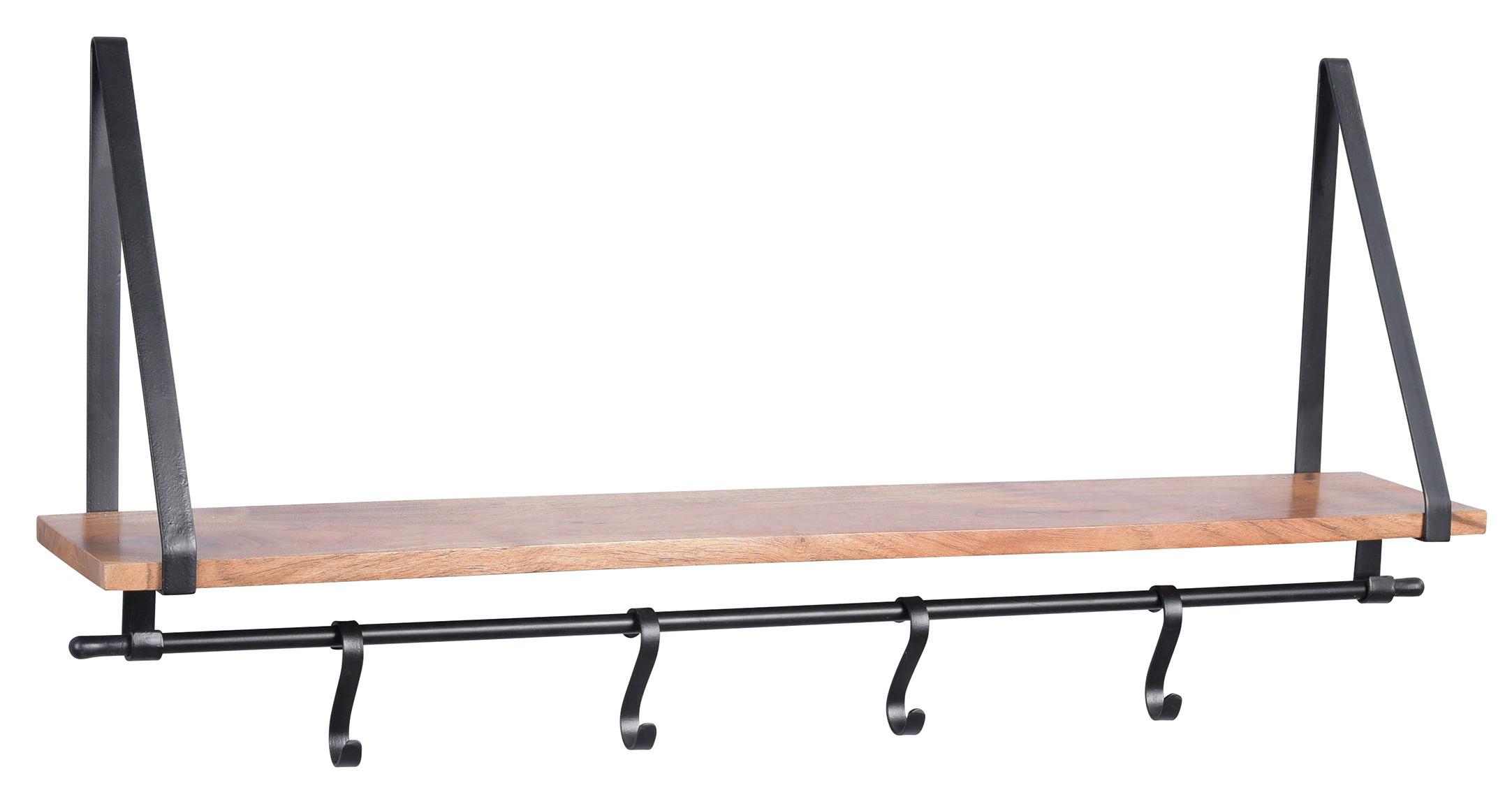 Falipolc 4 Akasztóval Missouri - Lifestyle, fa/fém (92/16/12cm) - Mömax
