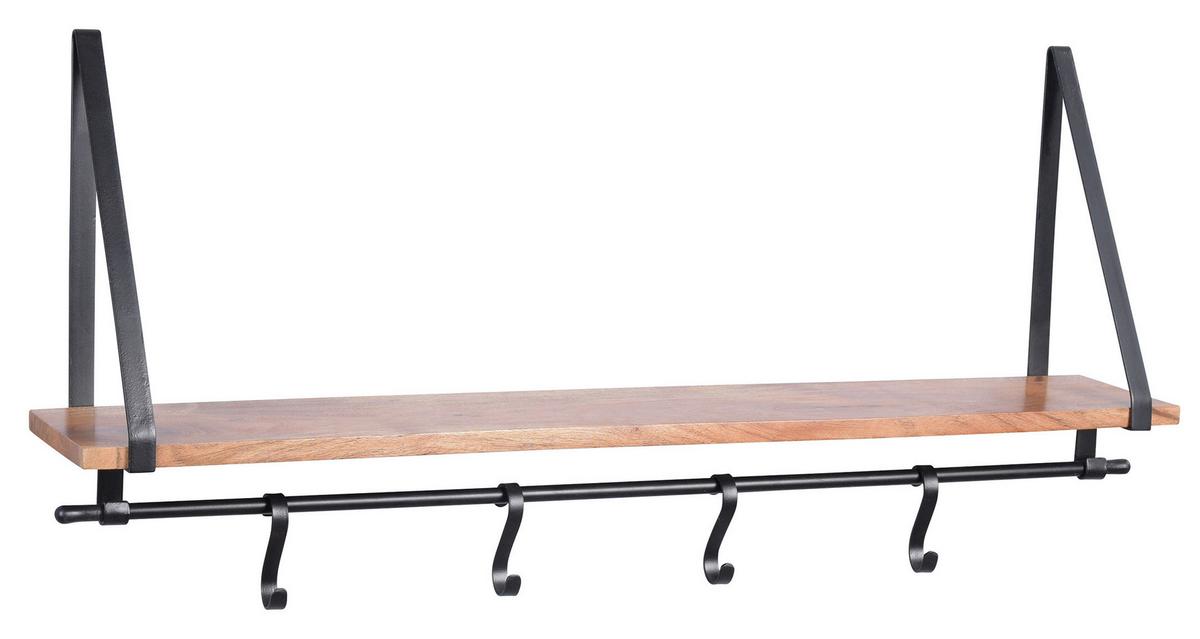 Falipolc 4 Akasztóval Missouri - Lifestyle, fa/fém (92/16/12cm) - Mömax