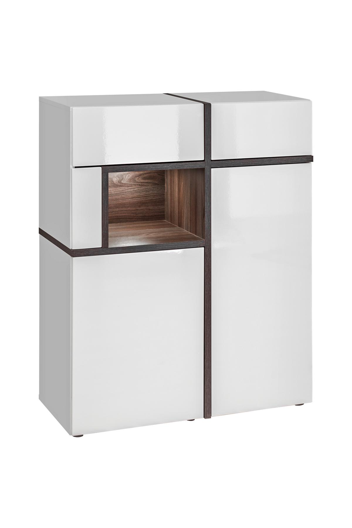 Wohnwand Cross Weiß/Ulmefarben - Ulmefarben/Weiß Hochglanz, MODERN, Holzwerkstoff/Kunststoff (330/195/50cm) - Premium Living