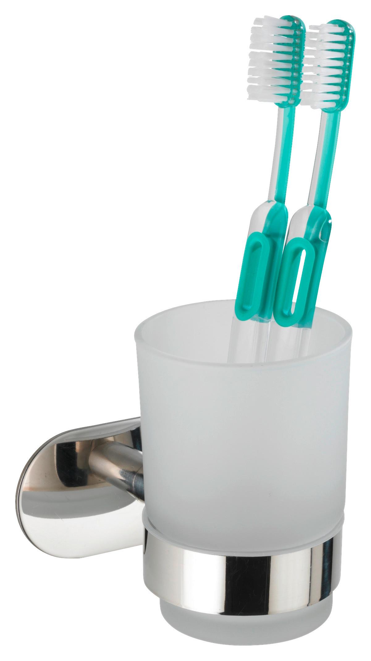 Zahnputzbecher in Weiß/Chromfarben - Chromfarben/Weiß, MODERN, Metall (10/9,5/10cm) - Modern Living