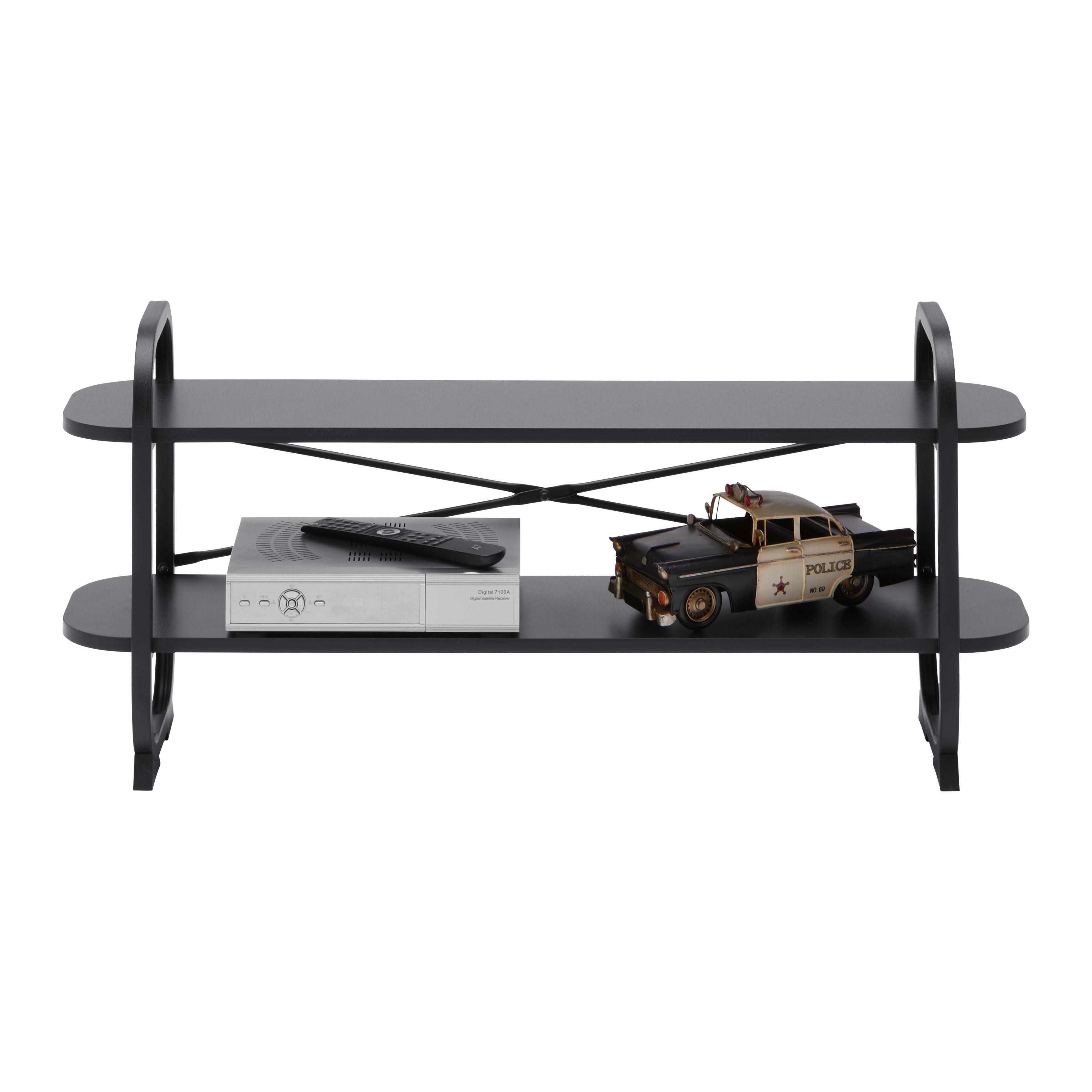 MEDIABÄNK BEND -EXKLUSIV- - svart, Modern, metall/trämaterial (100/44/27cm) - Mömax