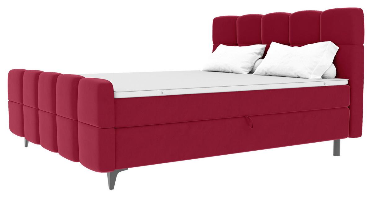 Boxbett Mona Rot ca. 160x200cm - Rot/Schwarz, KONVENTIONELL, Kunststoff/Textil (160/200cm) - Mömax