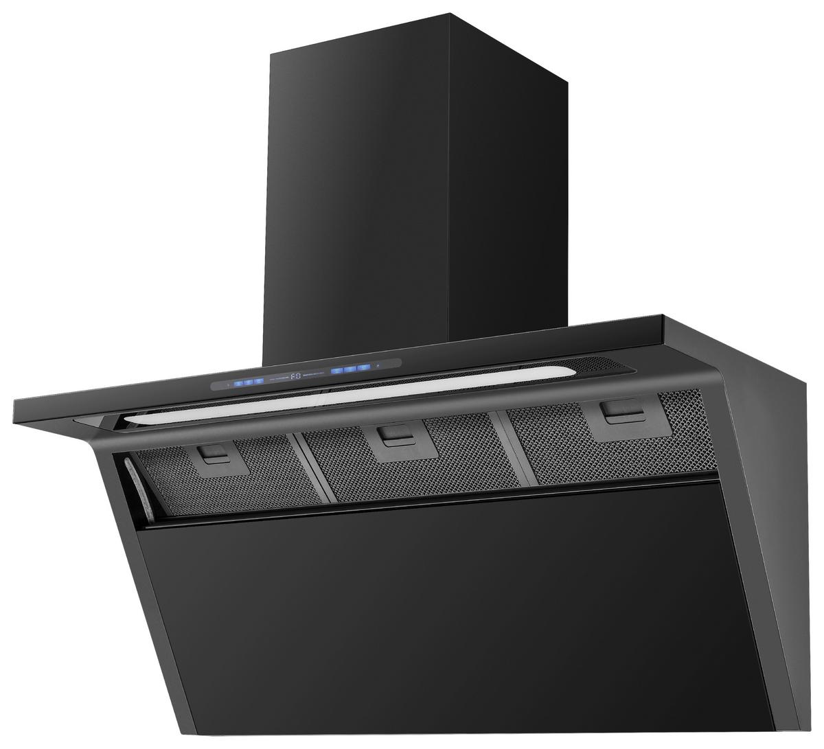 Dunstabzugshaube WS55-90 Schwarz - Schwarz, Basics, Glas/Metall (90/79,2-118,2/37cm) - PKM