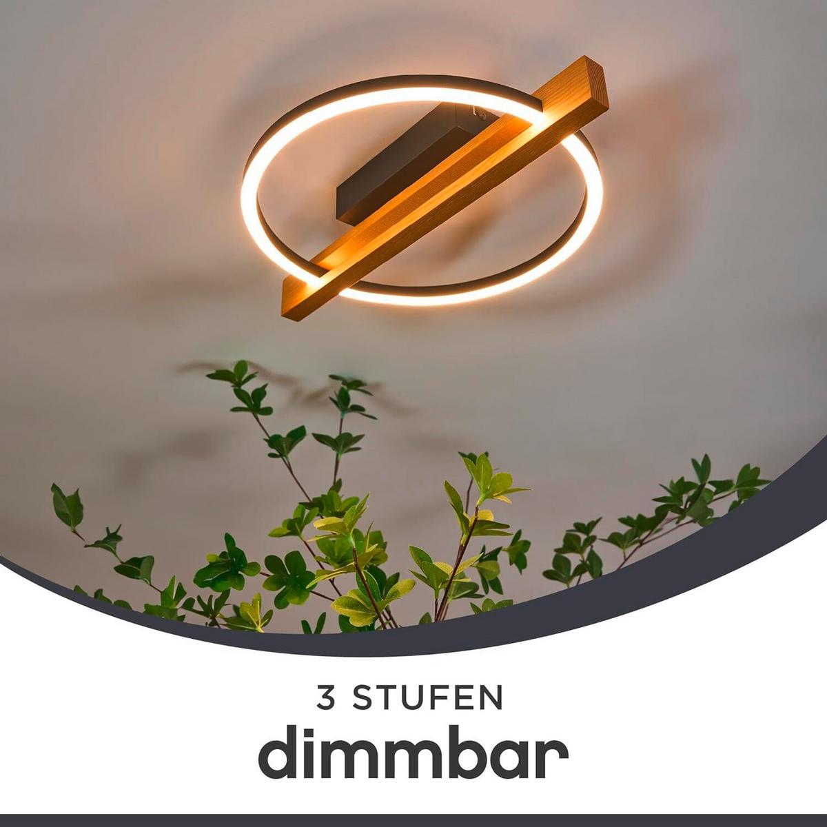 LAMPA SUFITOWA LED 9330-PL1 NERO - Natur, drewno (39/30/7.5cm)