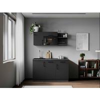 Miniküche Oliver m. Geräten ca. 145cm Grau - Grau, Trend, Holzwerkstoff/Metall (145cm) - Respekta