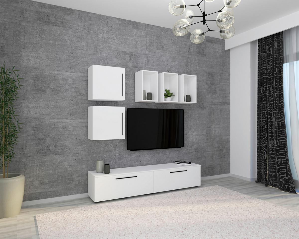 Dnevni Regal Arila, Bela, 6-Delno - črna/bela, Moderno, umetna masa/leseni material (190/200/40cm) - MID.YOU