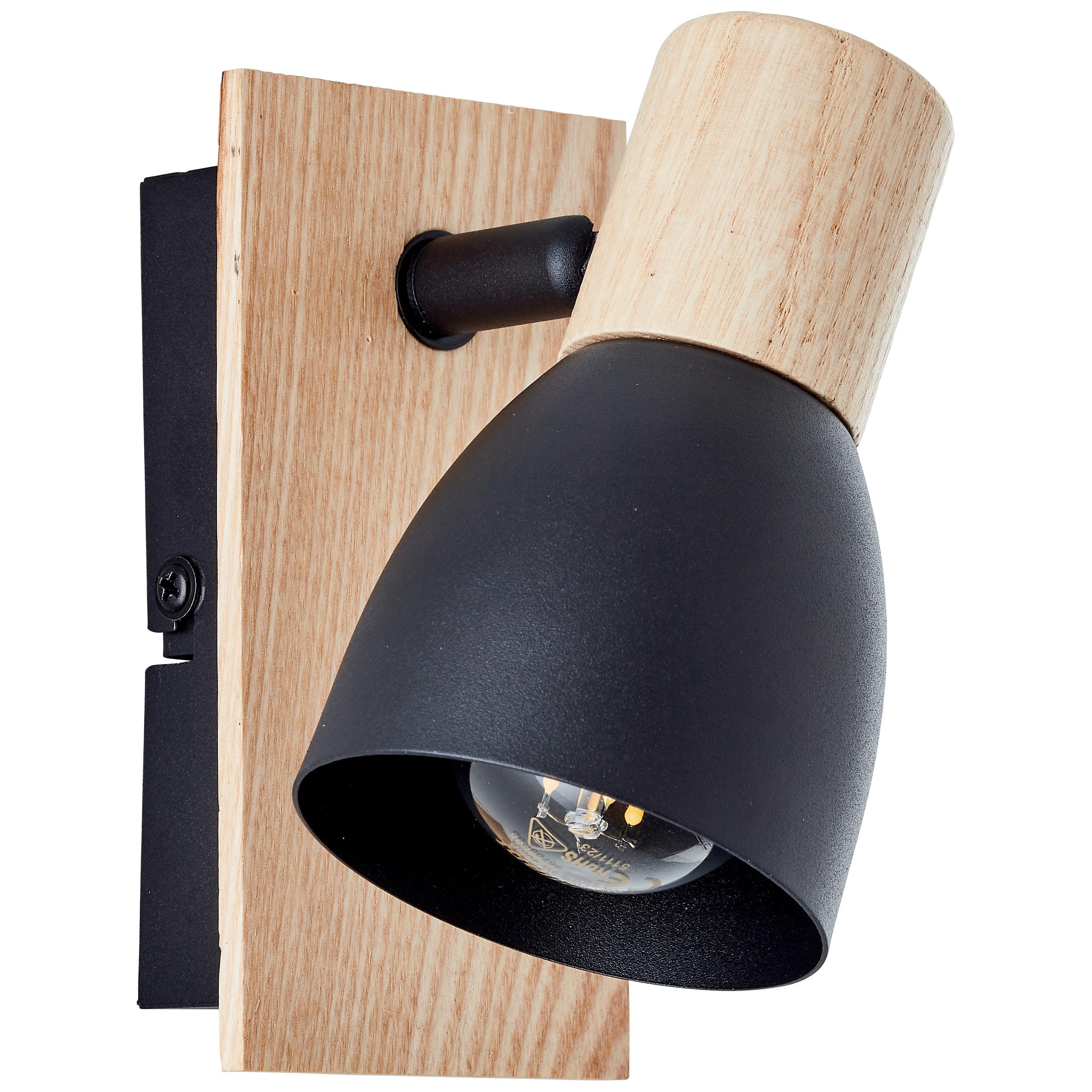 Strahler Daintree Schwarz/Natur max. 28 Watt - Schwarz/Naturfarben, Basics, Holz/Metall (14/7cm) - Brilliant