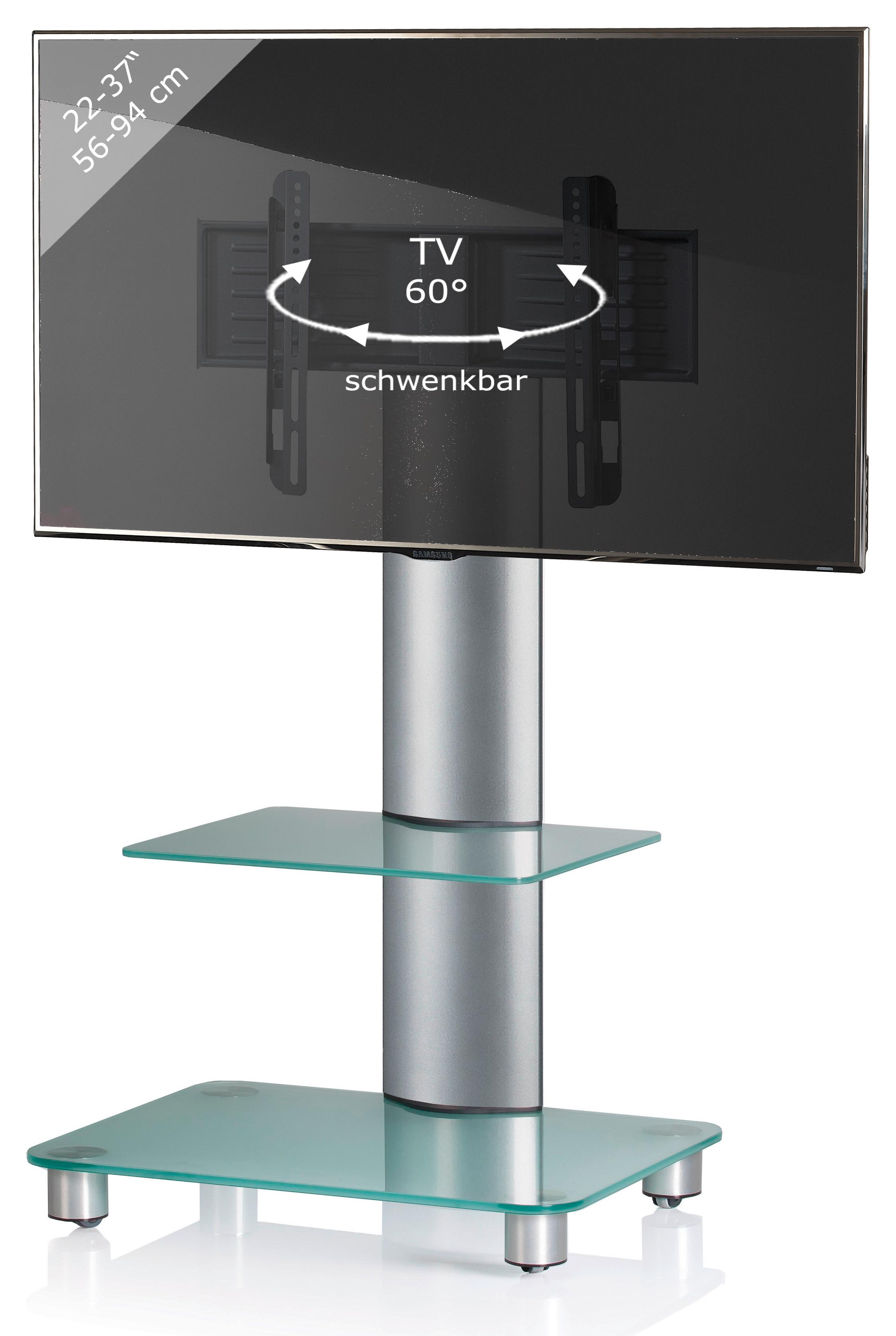 Stojalo Za Tv Bilano - srebrne barve, Konvencionalno, kovina/steklo (60/100/44cm) - MID.YOU