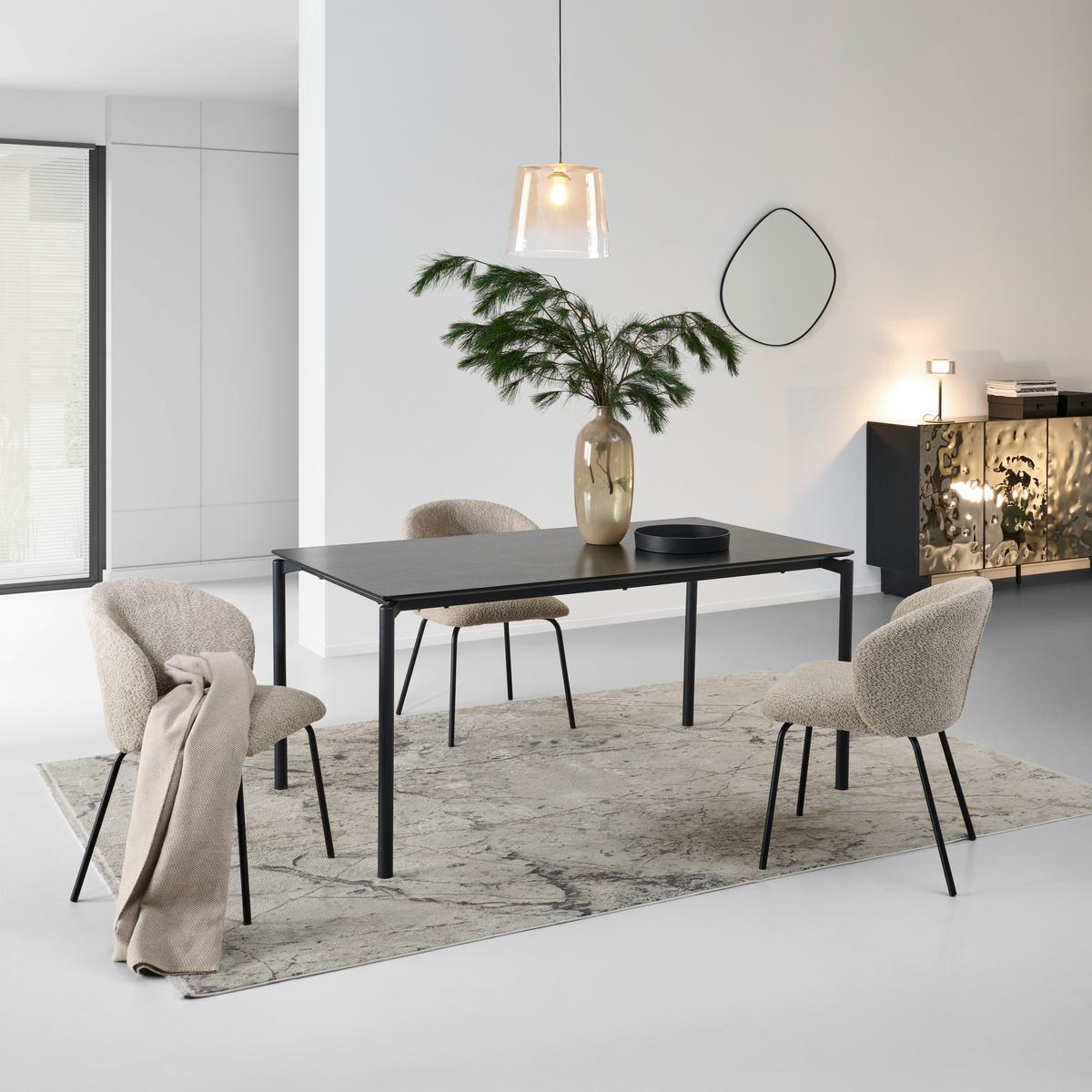 Jedilna Miza Lean, Črna, 160x90 - črna, Konvencionalno, kovina/leseni material (160/90/76cm) - P & B