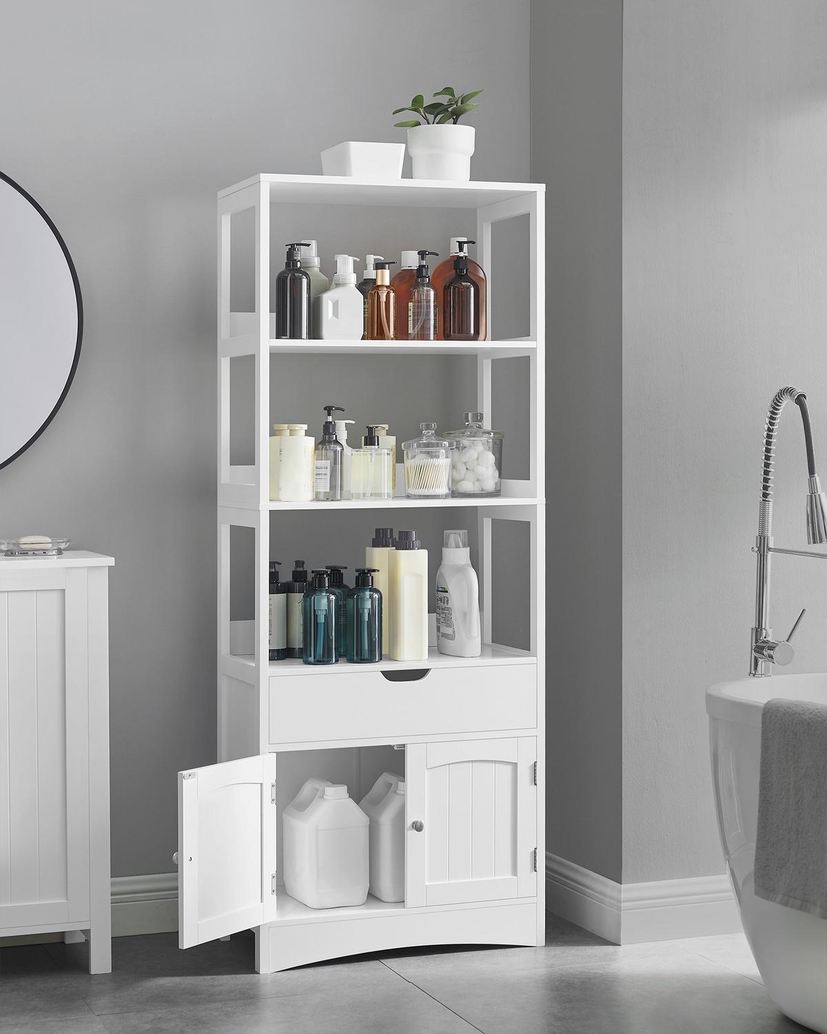 HOCHSCHRANK FLOOR CABINET - Zinkfarben/Weiß, MODERN, Holzwerkstoff/Metall (60/154/32,5cm) - MID.YOU