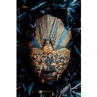 Aluminiumbild Tribal Multicolor ca. 98x148cm - Blau/Goldfarben, Design, Kunststoff/Metall (98/148cm) - Wandkraft