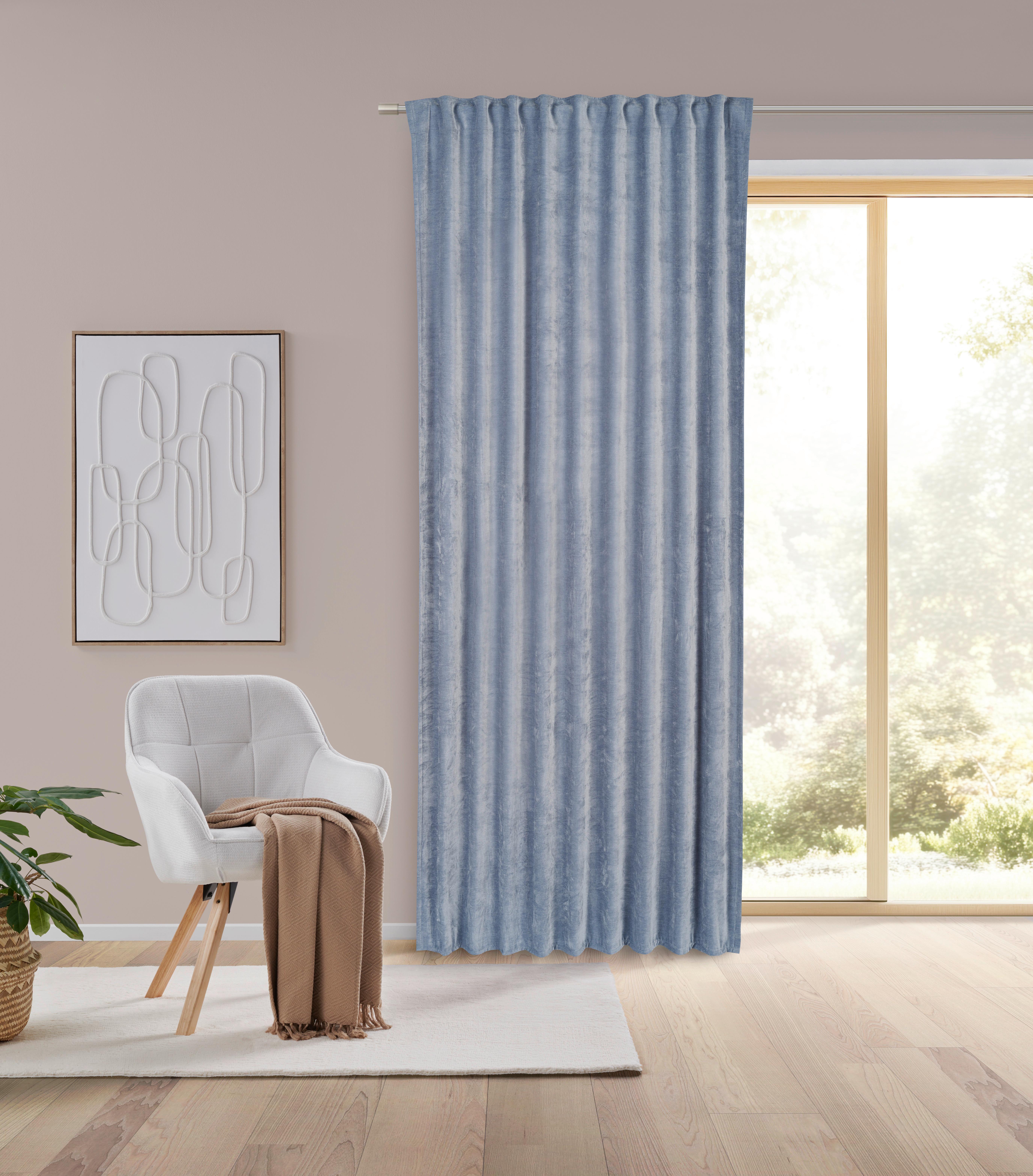 Končana Zavesa Casper - modra, Konvencionalno, tekstil (140/245cm) - Mömax