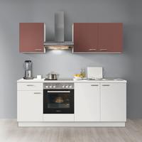 Küchenblock Win o. Geräte Weiß/Kaminrot - Edelstahlfarben/Rot, MODERN, Holzwerkstoff (200cm) - Express
