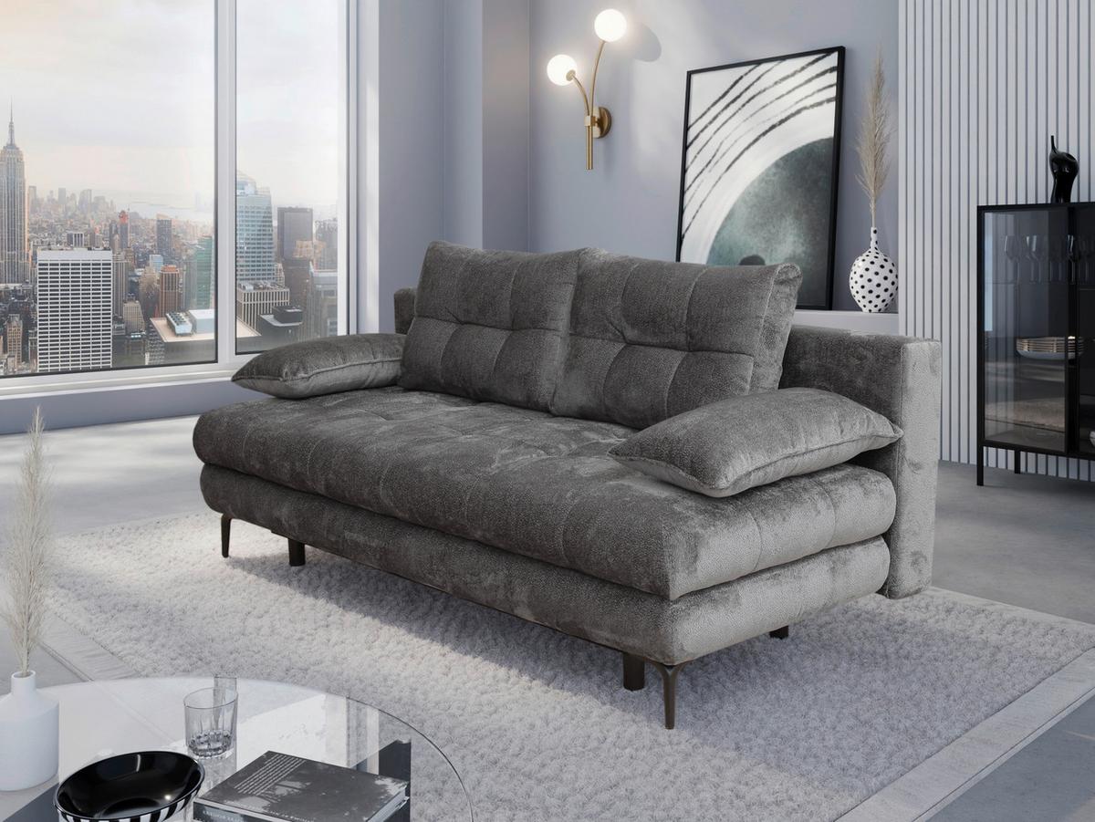 Trosjed Perla - boje grafita/crna, Konvencionalno, tekstil/metal (203/94/96cm) - Modern Living