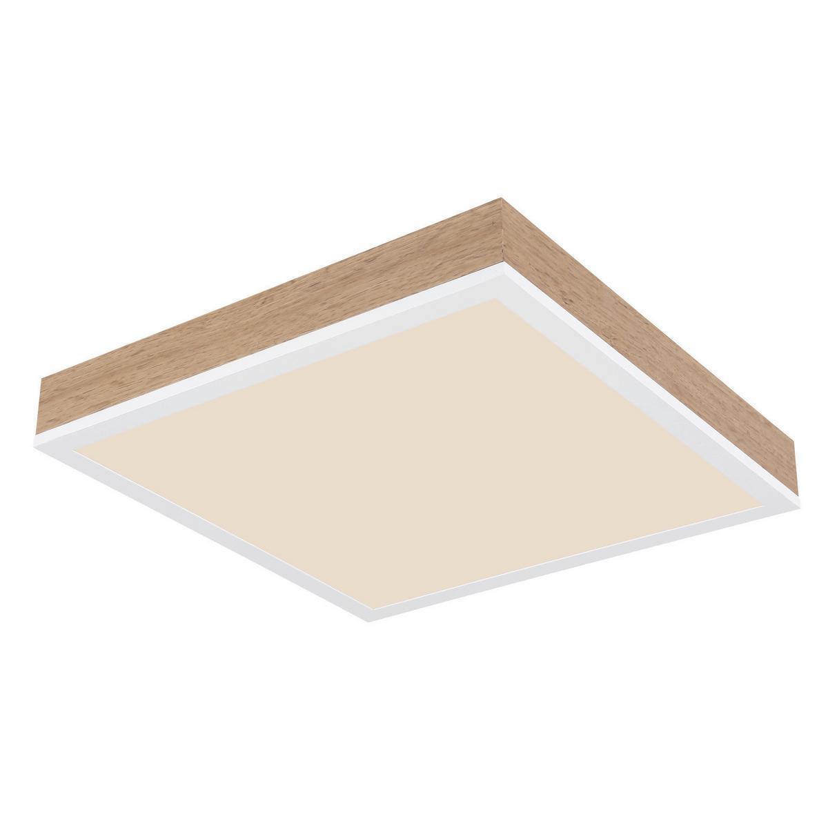 Stropna Led-svetilka Doro, S Sijalko - bela/opal, Natur, kovina/umetna masa (30/30/6cm) - Globo