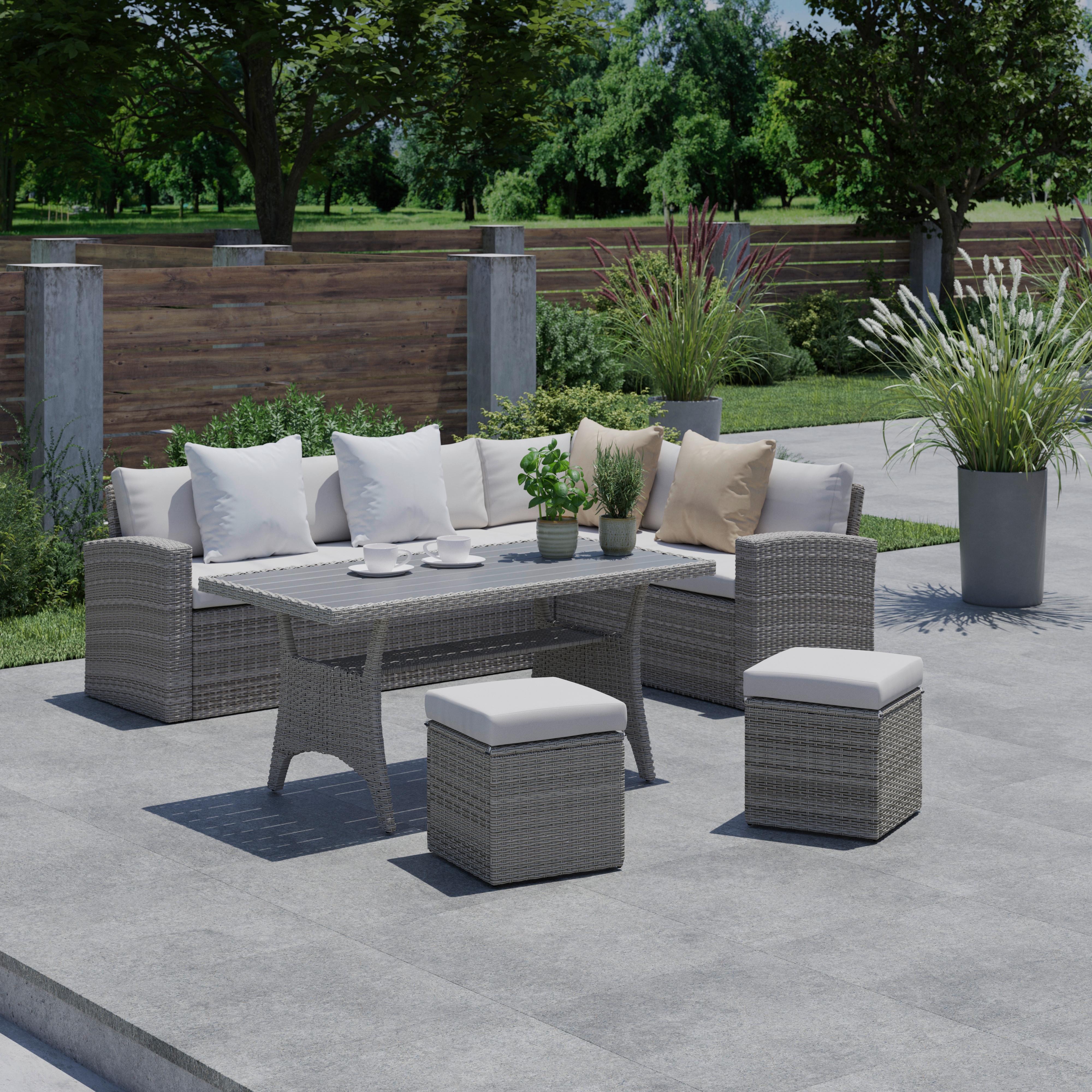 Kerti Garnitúra Alex Left - világosszürke/szürke, Modern, műanyag/faalapú anyag (179/68/73cm) - Mömax