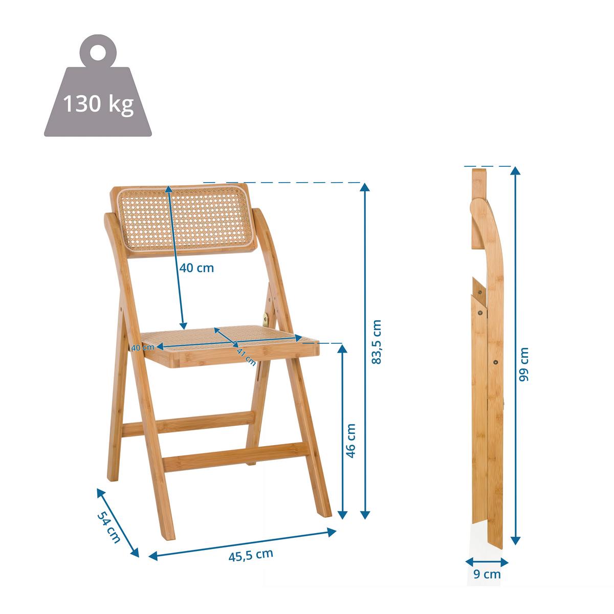Zložljiv Stol Tudela Bamboo, Rjava - rjava, Moderno, les (45,5/83,5/45cm) - Gardenson