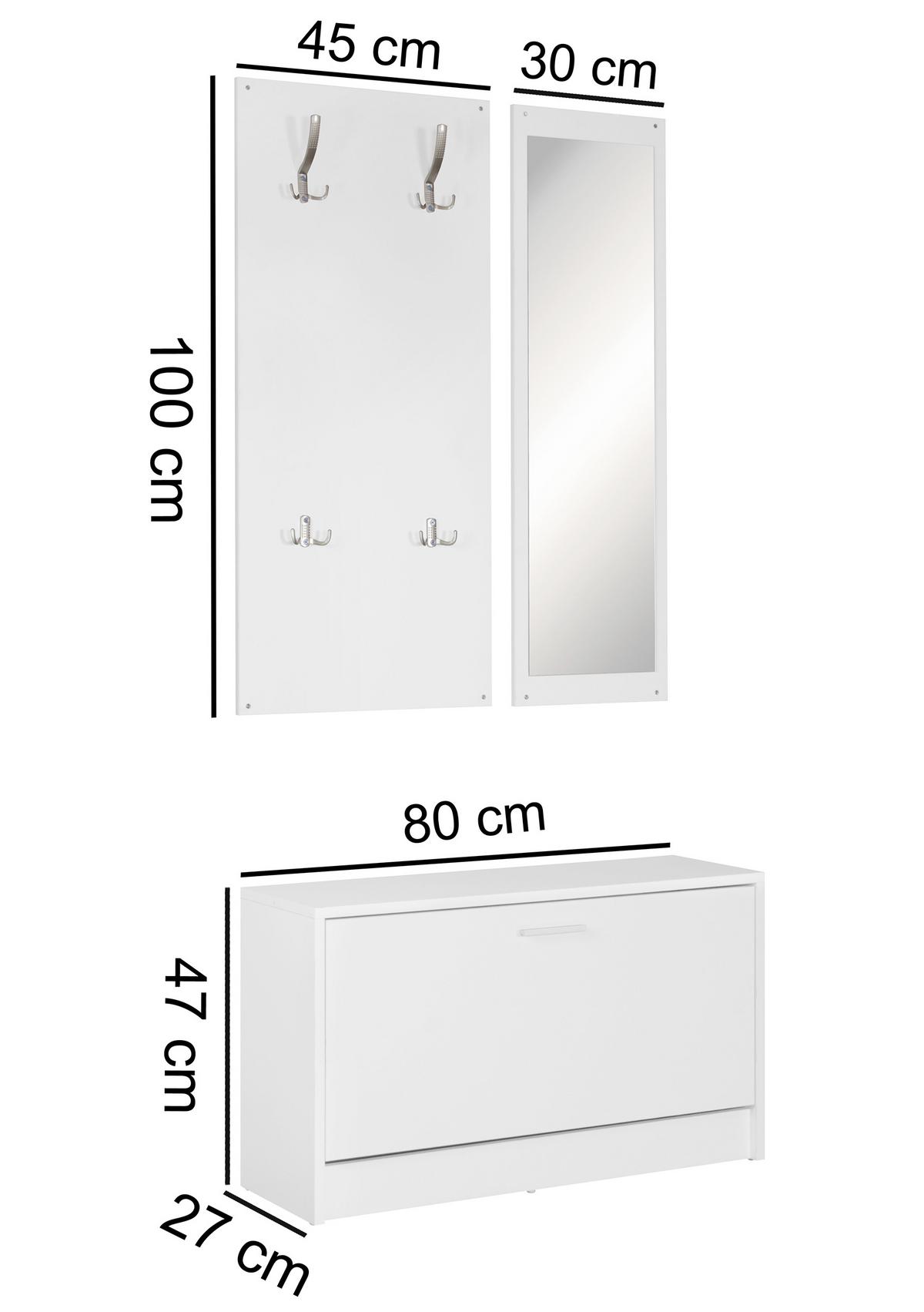 Wandgarderobe "Jana", weiss - KONVENTIONELL, Holzwerkstoff (80/147/27cm) - MID.YOU