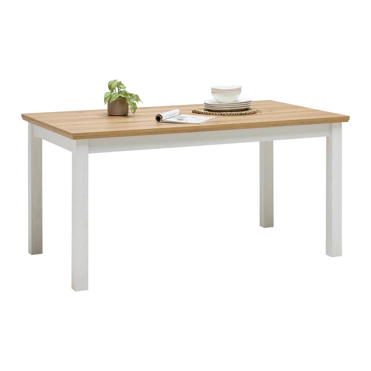 Esstisch Korsika Eichefarben/Weiß - Eichefarben/Weiß, ROMANTIK / LANDHAUS, Holzwerkstoff (160/76/90cm) - Mömax